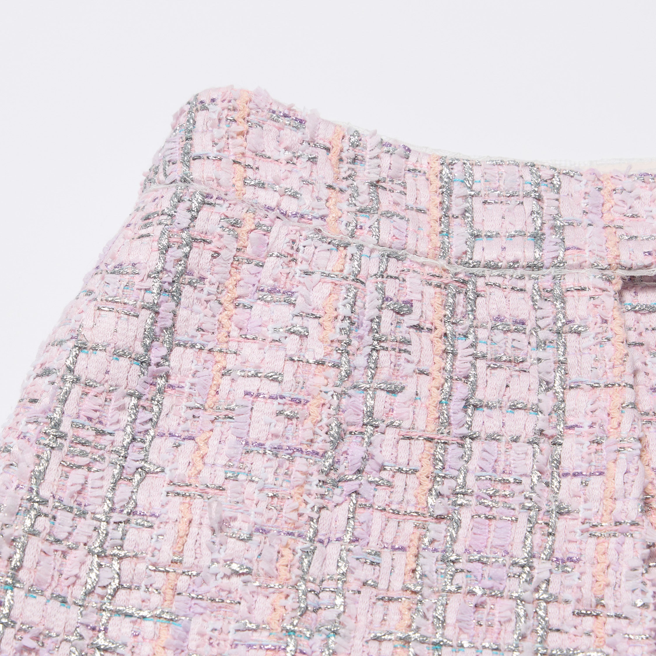 “Brunch at Ritz”法國羽紗彩線銀織花呢短褲—Rosé Lumière 瑰光曉曦