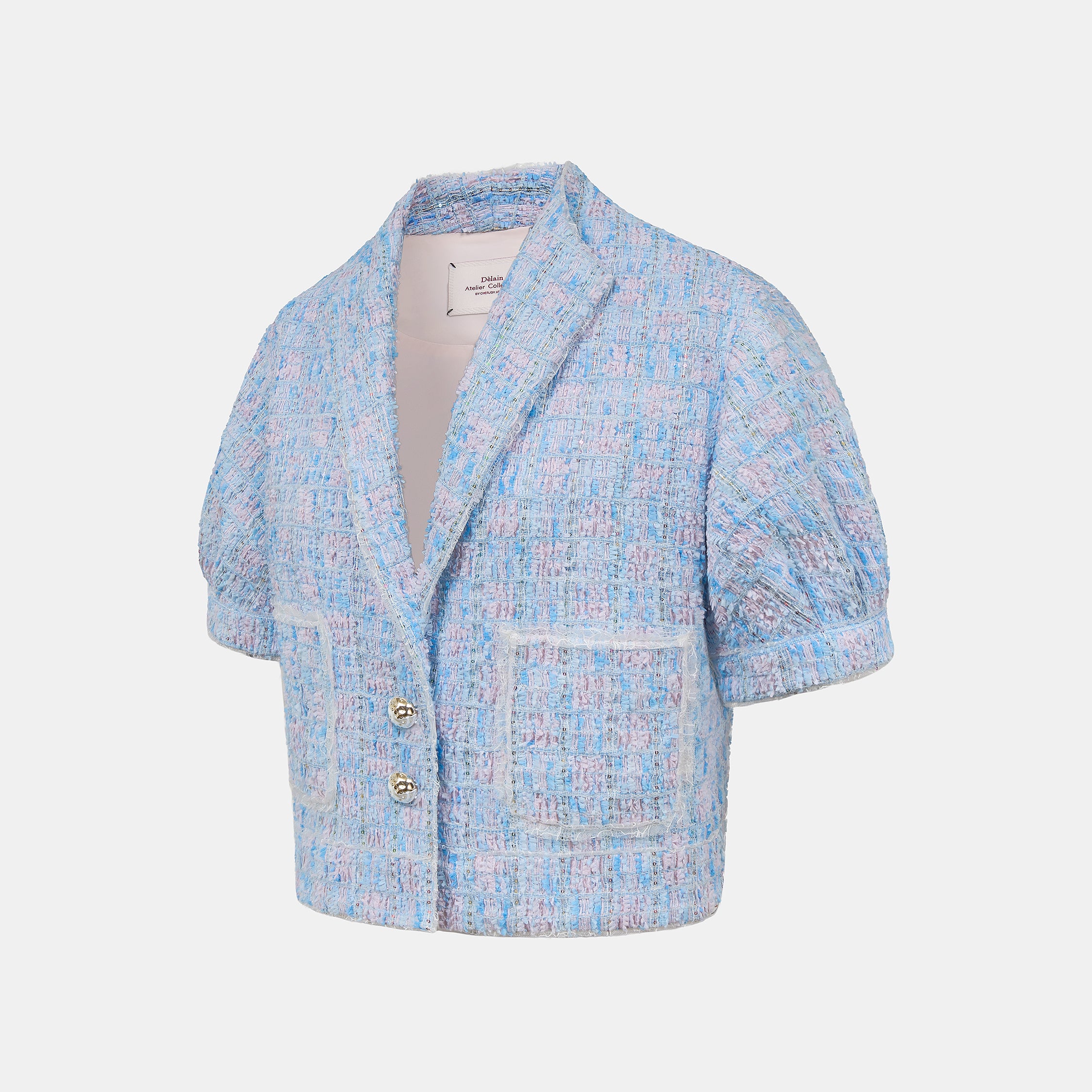 "Chelsea Citywalk." 法國立體簇紗亮片花呢外套—Blue Haze藍調清晨