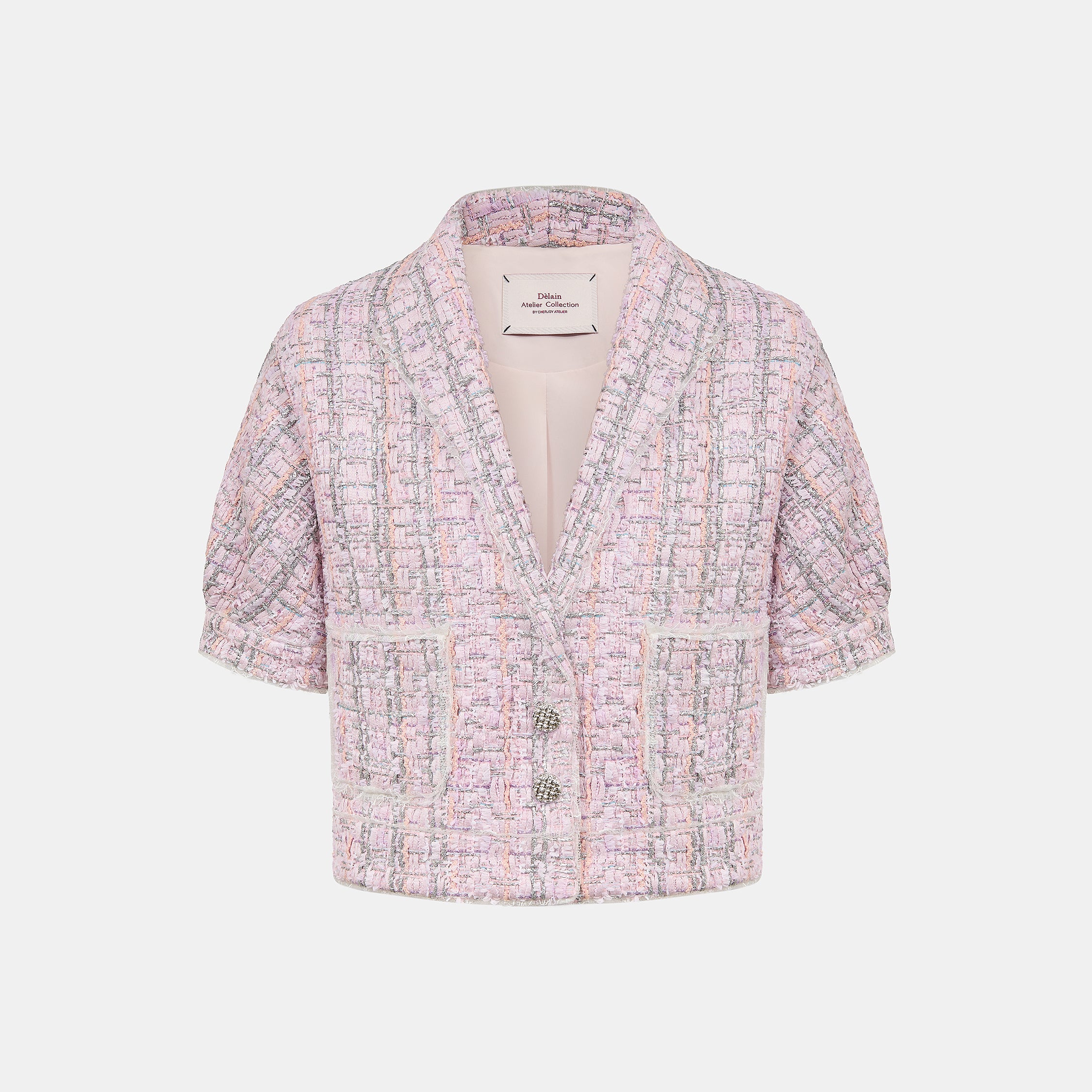 “Brunch at Ritz”法國羽紗彩線銀織花呢外套—Rosé Lumière 瑰光曉曦