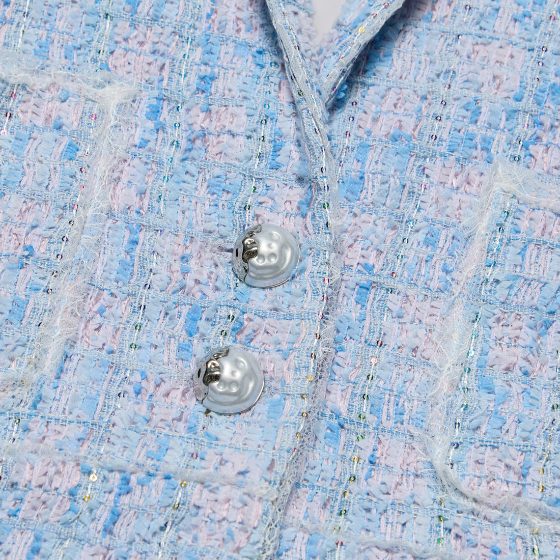 "Chelsea Citywalk." 法國立體簇紗亮片花呢外套—Blue Haze藍調清晨