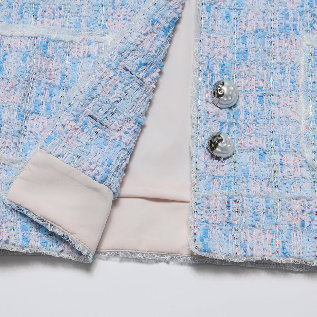 "Chelsea Citywalk." 法國立體簇紗亮片花呢外套—Blue Haze藍調清晨