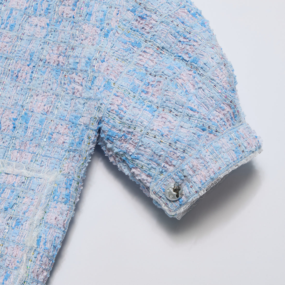 "Chelsea Citywalk." 法國立體簇紗亮片花呢外套—Blue Haze藍調清晨