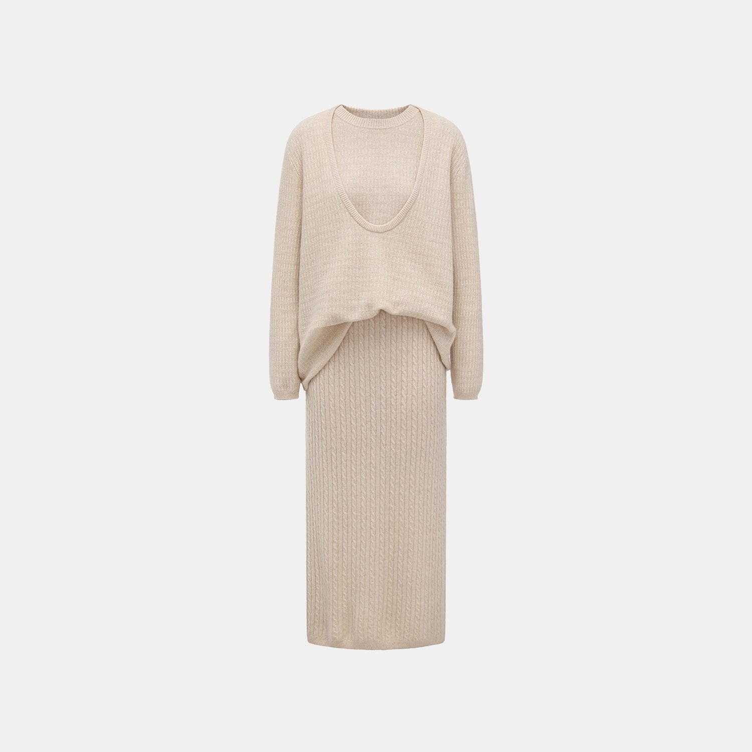 “Autumn Diary” 100% Cashmere極細絨柔星點低弧領針織上衣—Dream of Wheatfield麥田之夢