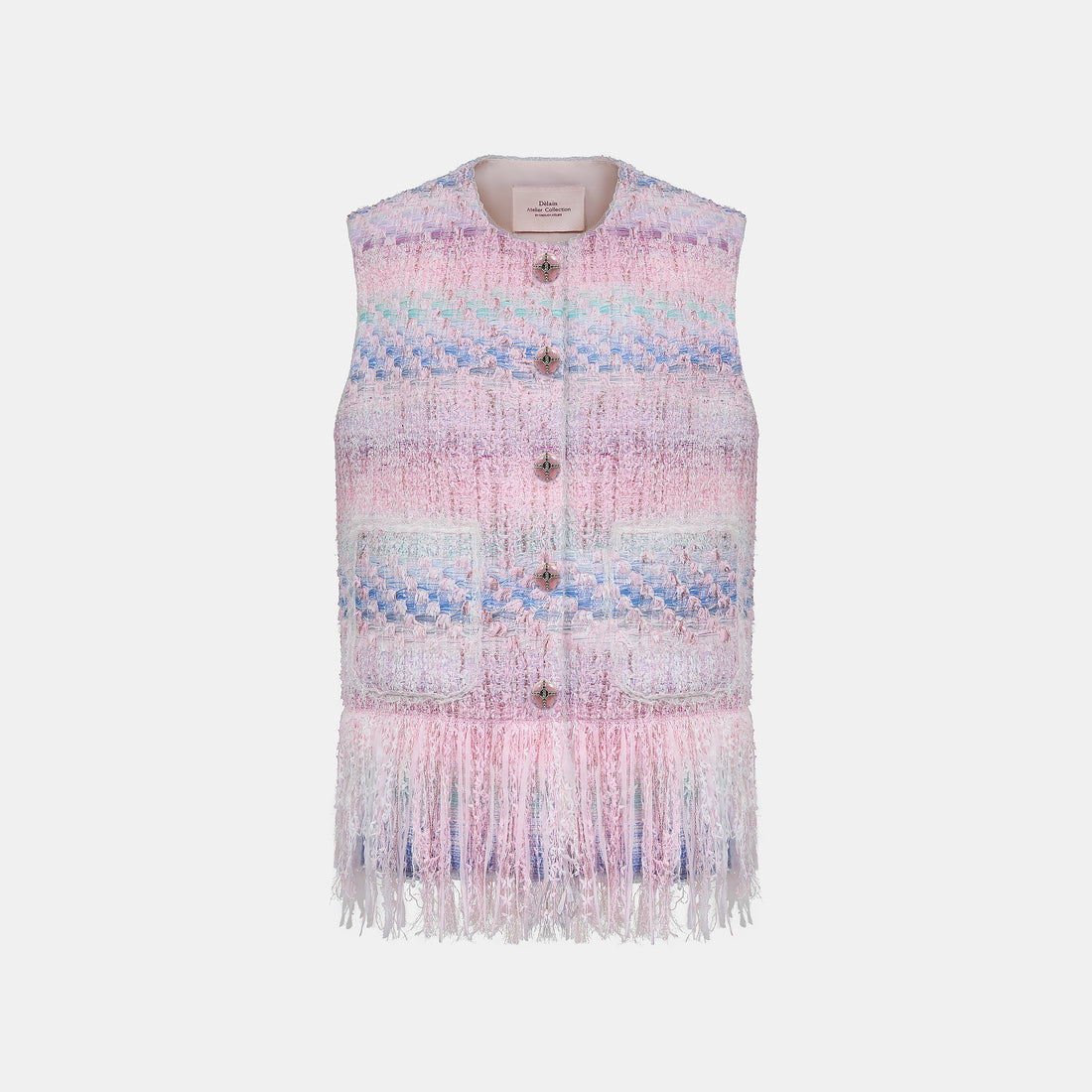 “Brunch at Ritz”法國羽紗流蘇花呢中長款馬甲背心—Woven Éclat 織光流影