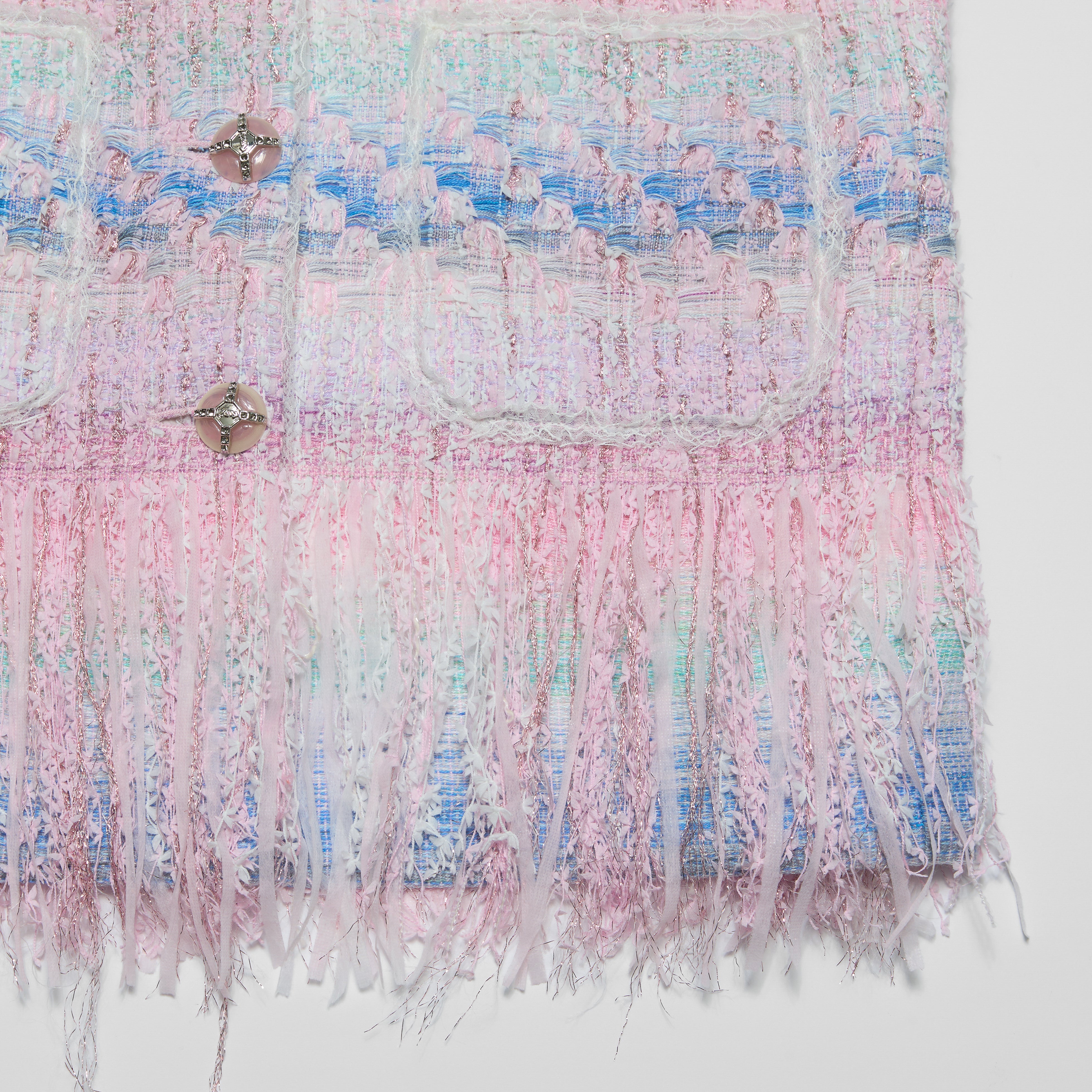 “Brunch at Ritz”法國羽紗流蘇花呢中長款馬甲背心—Woven Éclat 織光流影