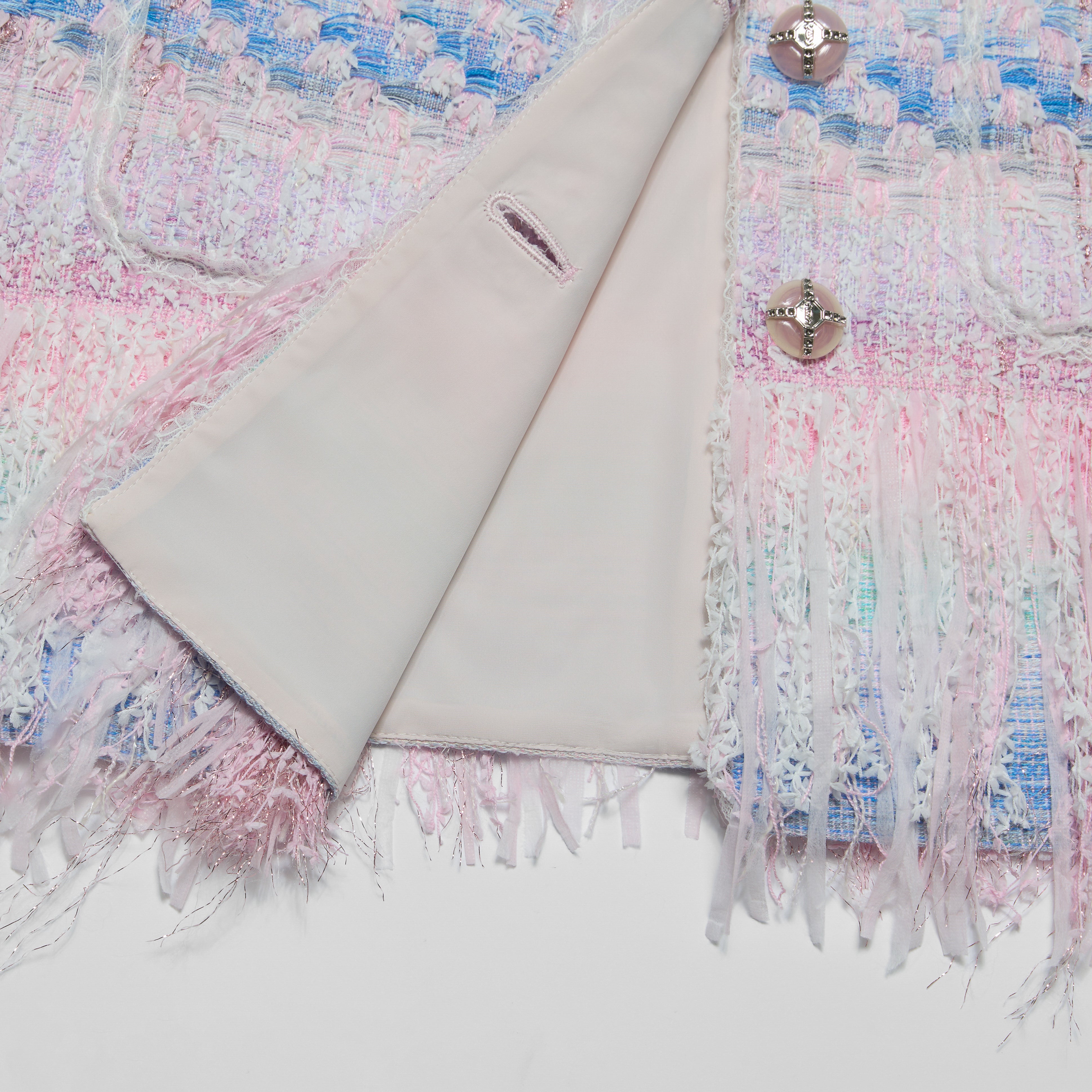 “Brunch at Ritz”法國羽紗流蘇花呢中長款馬甲背心—Woven Éclat 織光流影