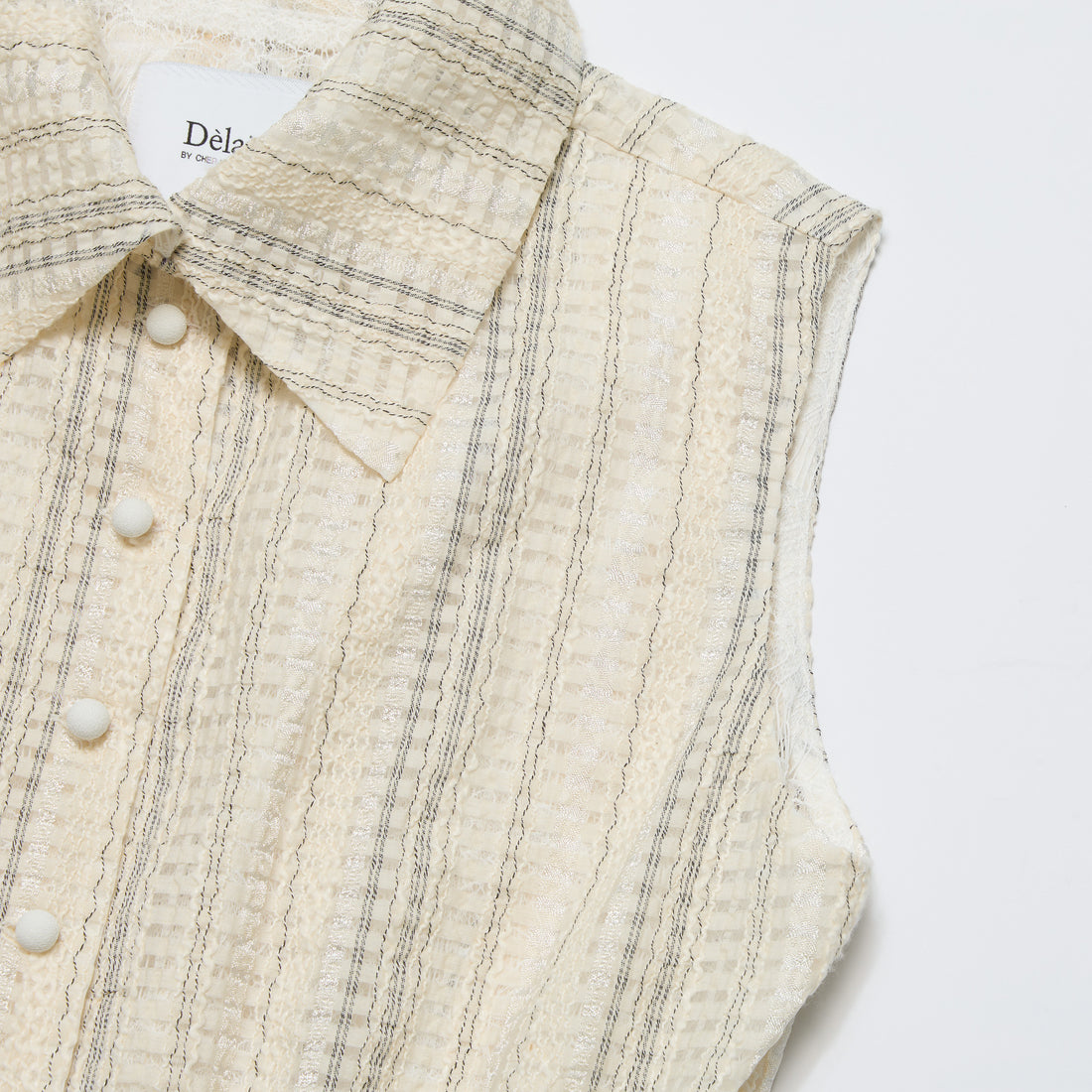 “Weekend at Monaco”義大利棉紡格織透蕾絲紗狩獵收腰馬甲背心— Stone Veil 石紗微影