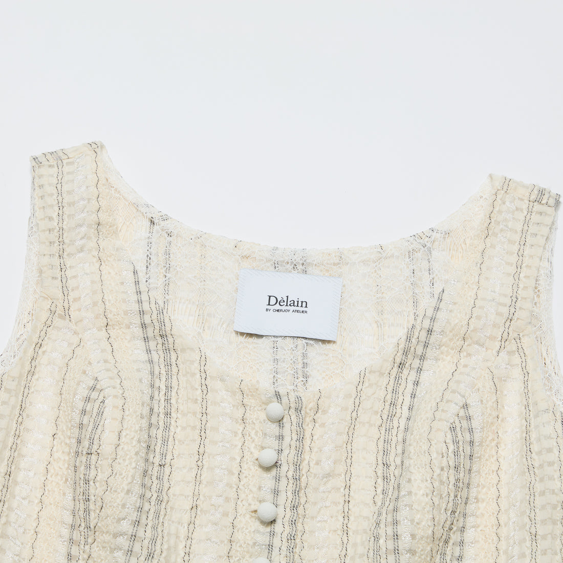 “Weekend at Monaco”義大利棉紡格織透紗蕾絲馬甲背心— Stone Veil 石紗微影