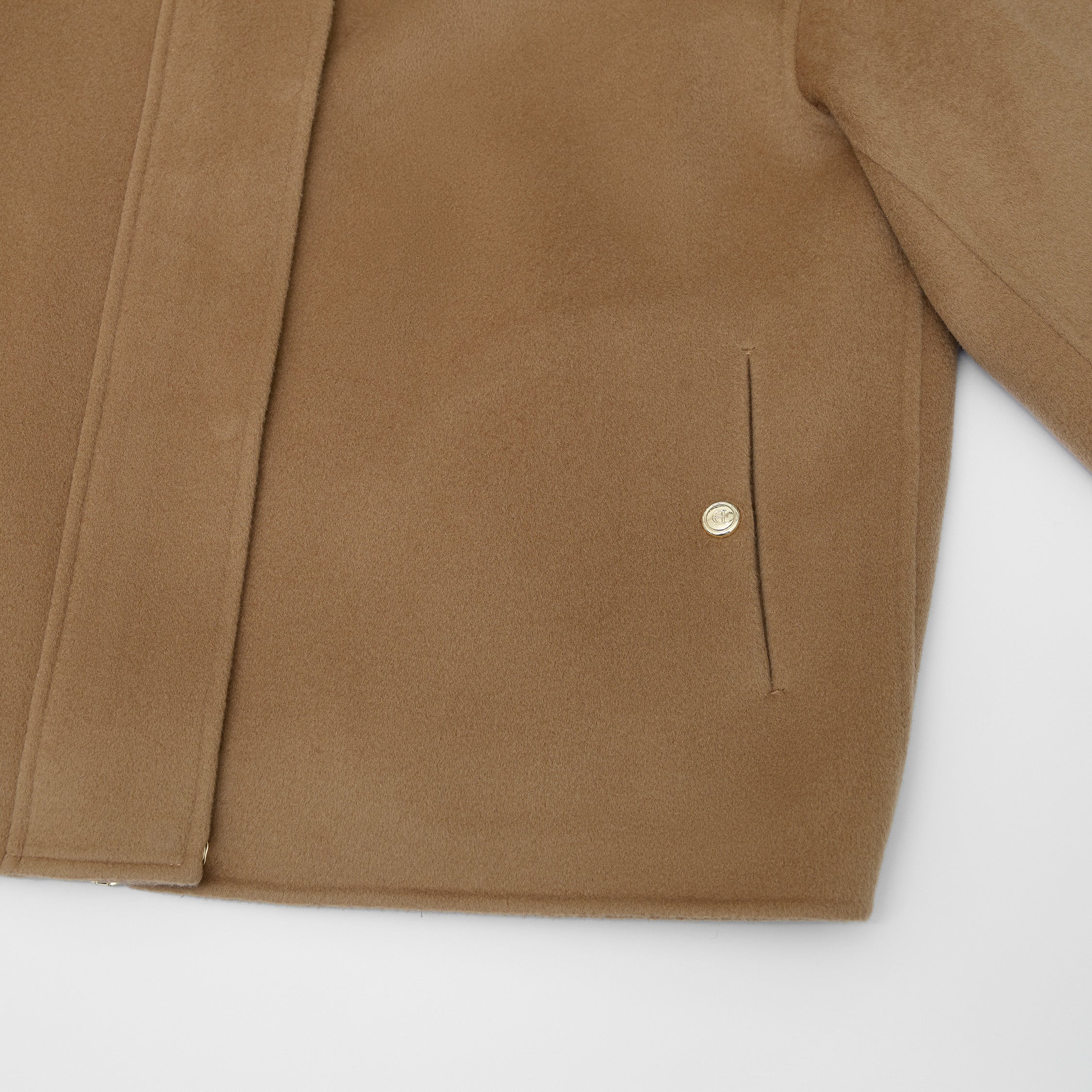 "Winter Diary"100%Cashmere雙面極細長絨拼皮立領狩獵外套—Honey Acorn暖蜜糖韻