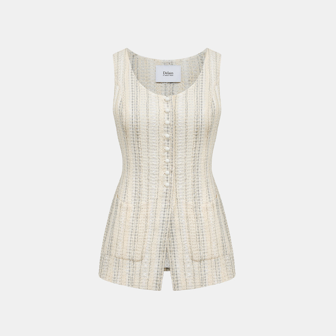 “Weekend at Monaco”義大利棉紡格織透紗蕾絲馬甲背心— Stone Veil 石紗微影