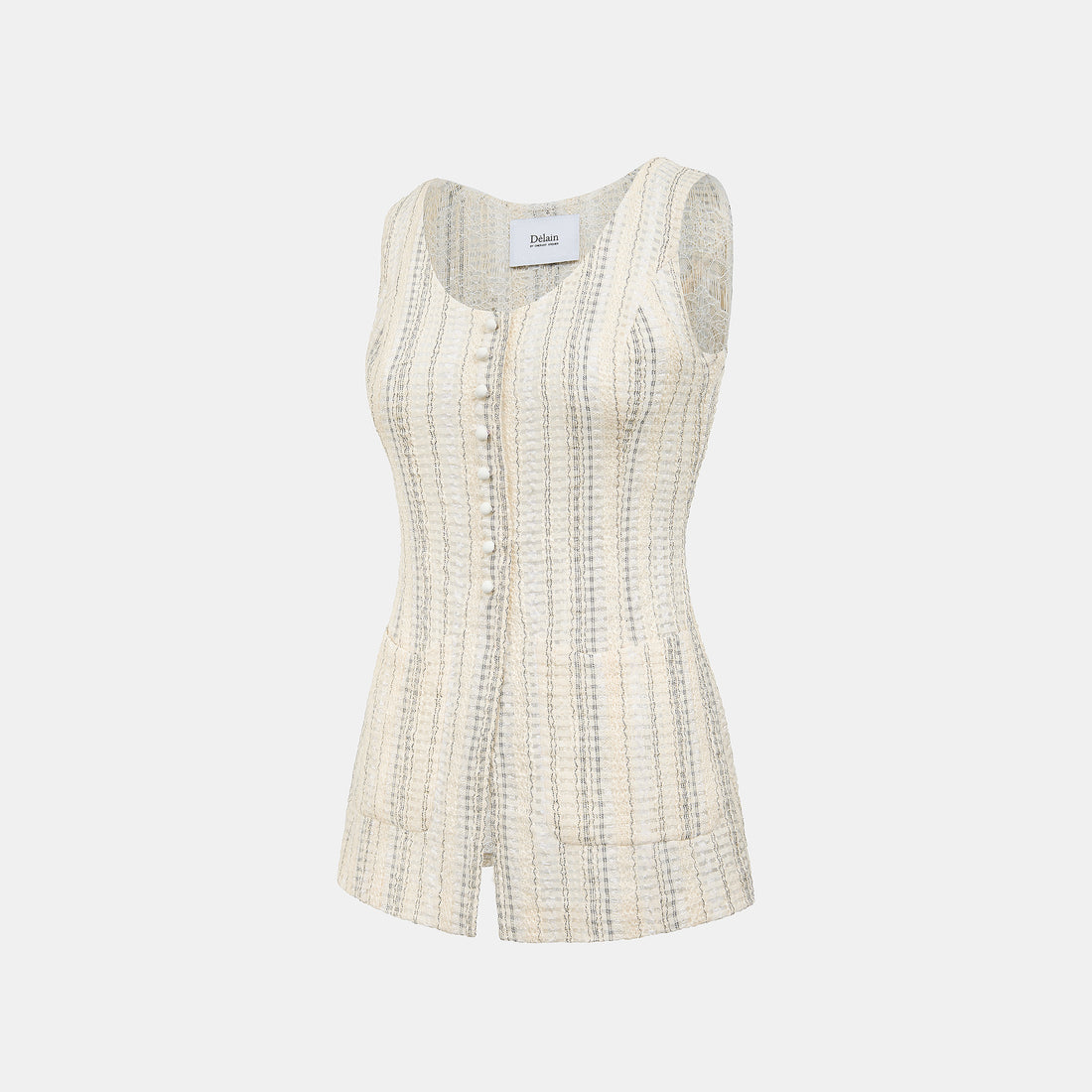 “Weekend at Monaco”義大利棉紡格織透紗蕾絲馬甲背心— Stone Veil 石紗微影