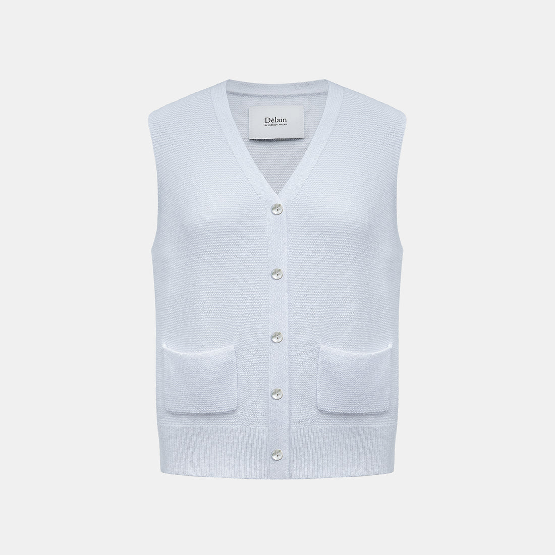 Spring Diary” Silk Cashmere真絲兩件式背心針織上衣—Azure Glow藍霧輕光