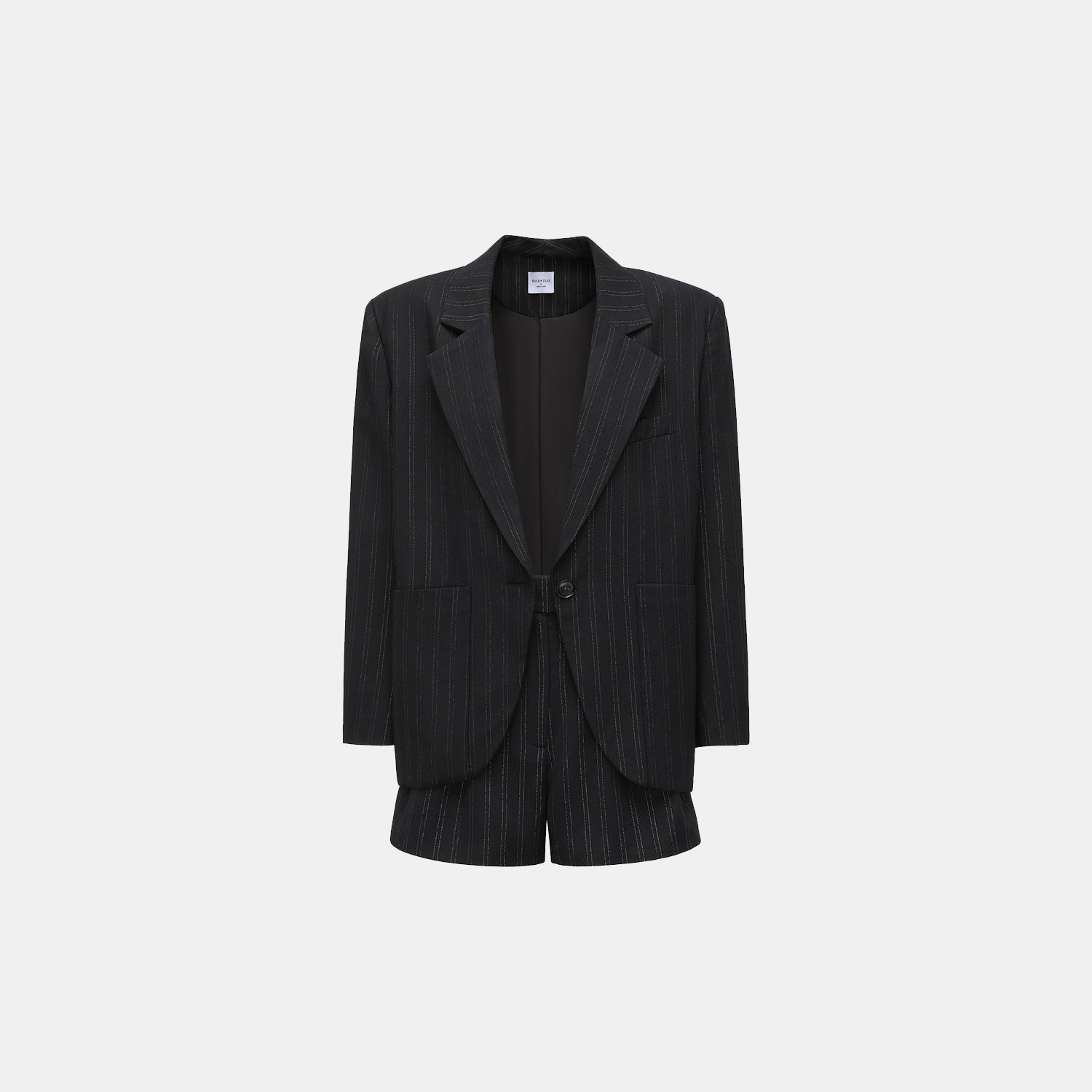 "Speak Sleek." 義大利織金工藝直條西裝短褲—Indigo