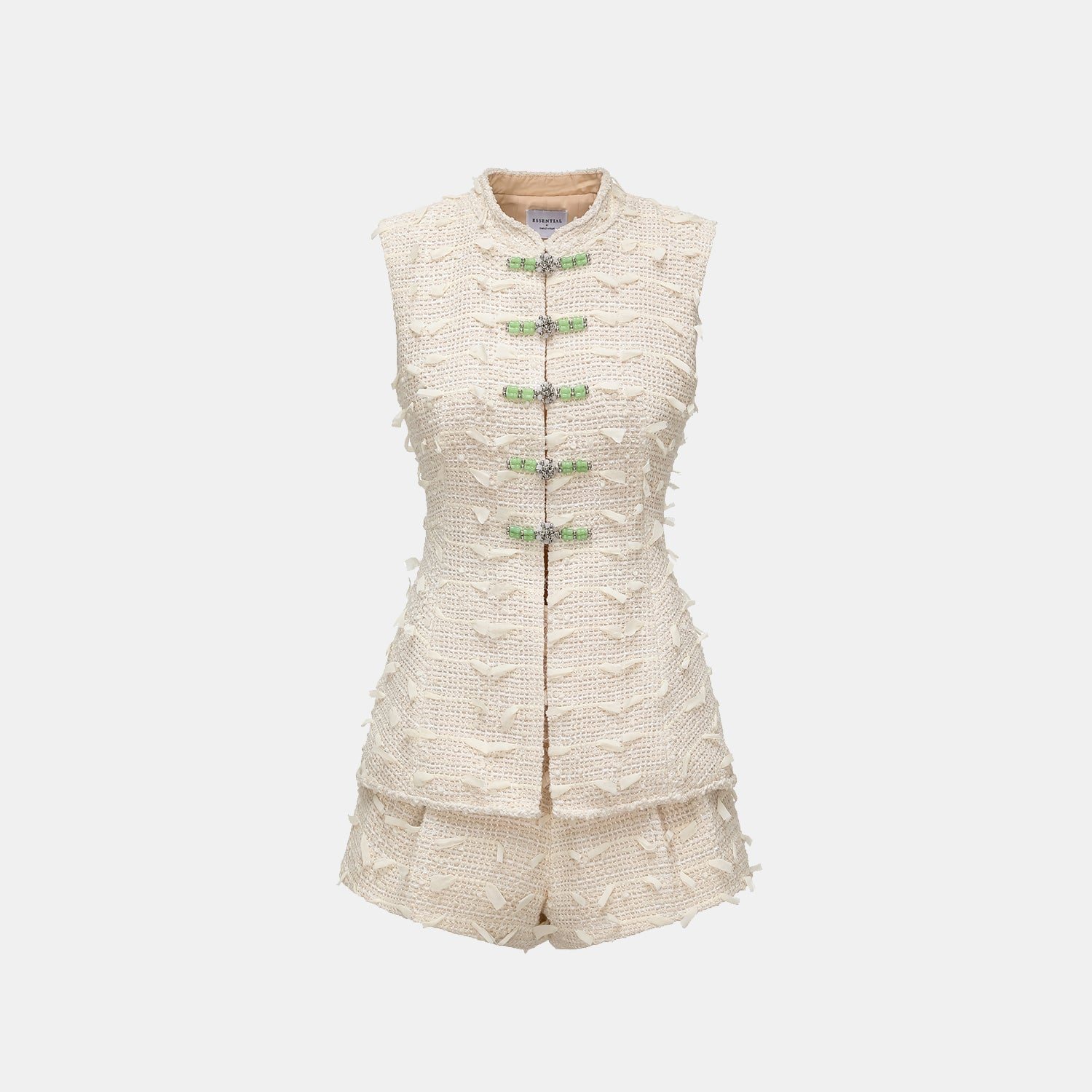 “春意” 輕薄花呢短褲—茶白聽風