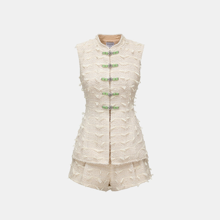 “春意” 輕薄花呢短褲—茶白聽風