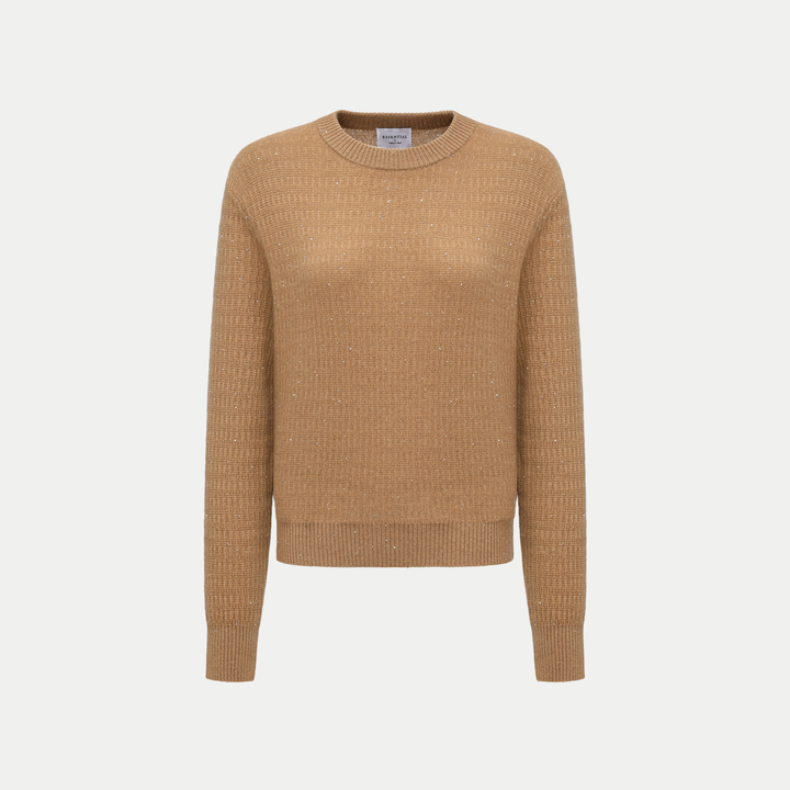 “Autumn Diary” 100% Cashmere極細絨柔星點針織上衣—Golden Acorn橡果暖陽