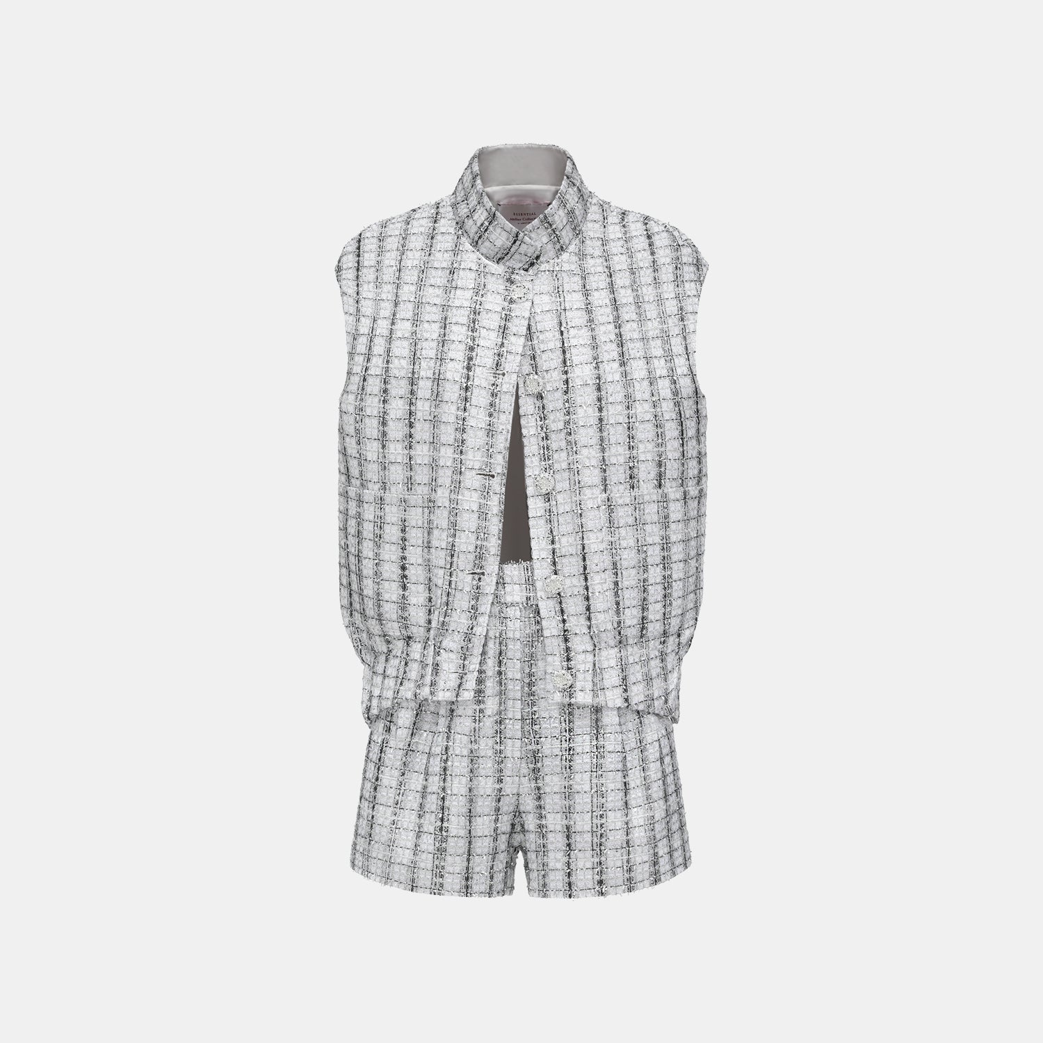 "Sloane Ave." 法國頂級銀燦工藝蕾絲花呢Oversized背心—Reflet Parisien巴黎倒影