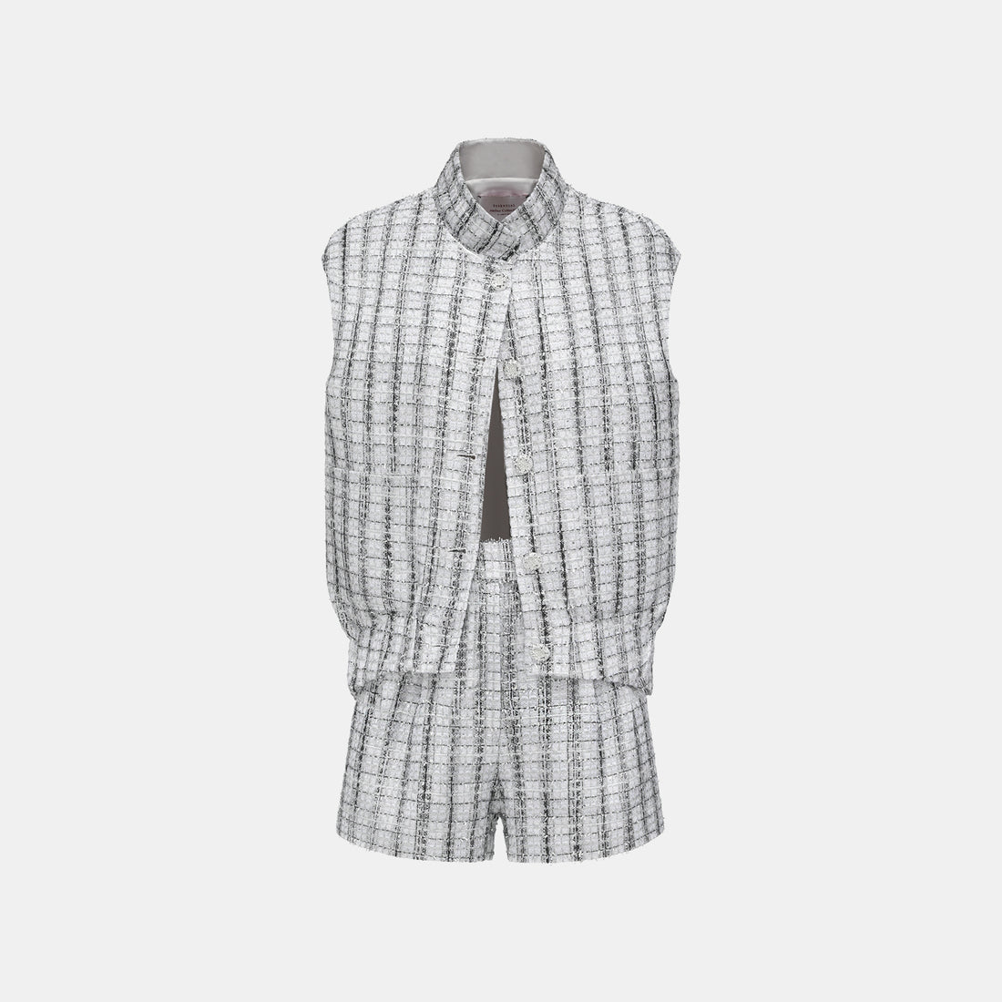 "Sloane Ave." 法國頂級銀燦工藝蕾絲花呢Oversized背心—Reflet Parisien巴黎倒影