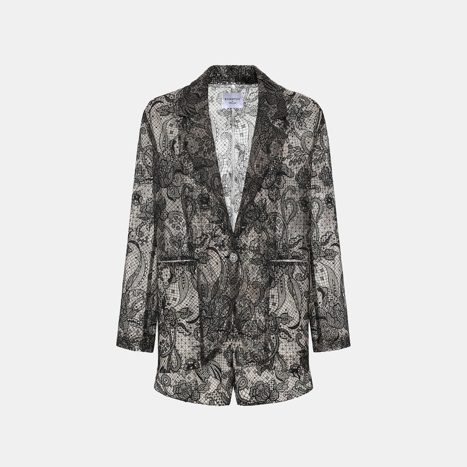 “Weekend At Monaco."鏤雕浮紋織花蕾絲oversized西裝外套—Velvet Noir絲絨夜