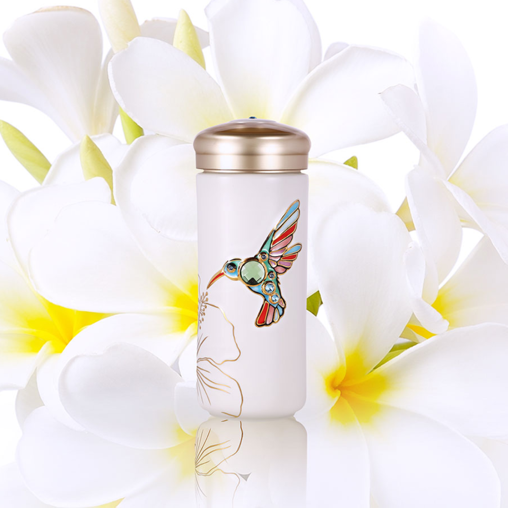 乾唐軒 吉星蜂鳥彩金水晶隨身杯 ─ 白彩金