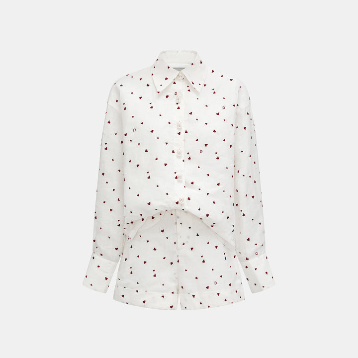 “慵懶俏麗”法國亞麻立體刺繡工藝襯衫—Sweet Crush怦然心動