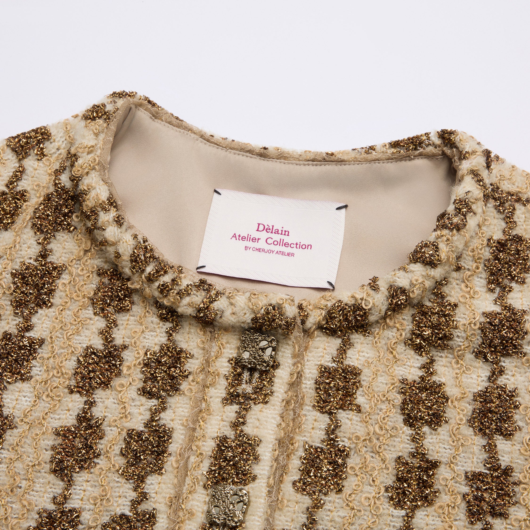 “Sloane Ave."法國高級訂製特殊金絲圈結花呢外套—Golden Ink金墨詩心