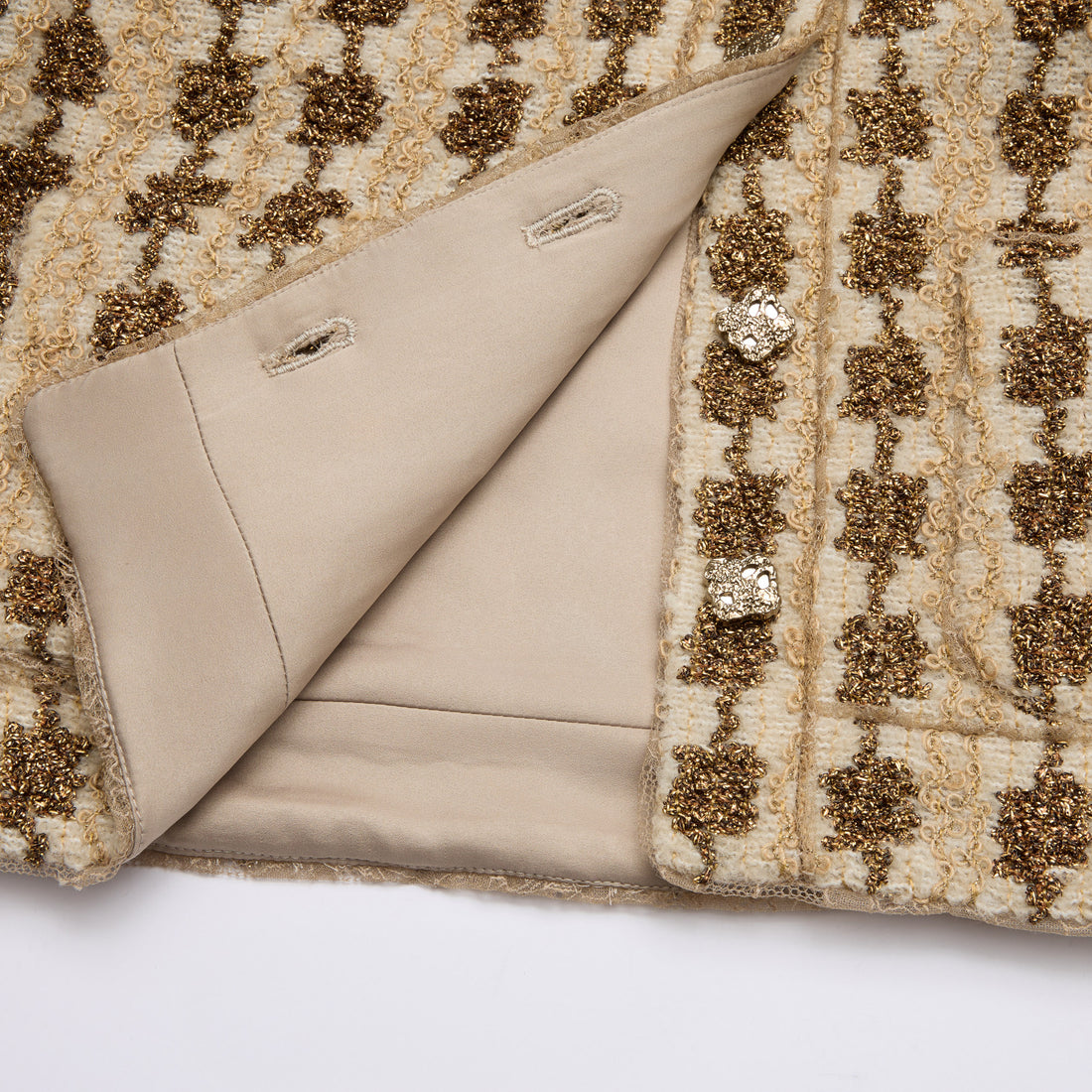 “Sloane Ave."法國高級訂製特殊金絲圈結花呢外套—Golden Ink金墨詩心