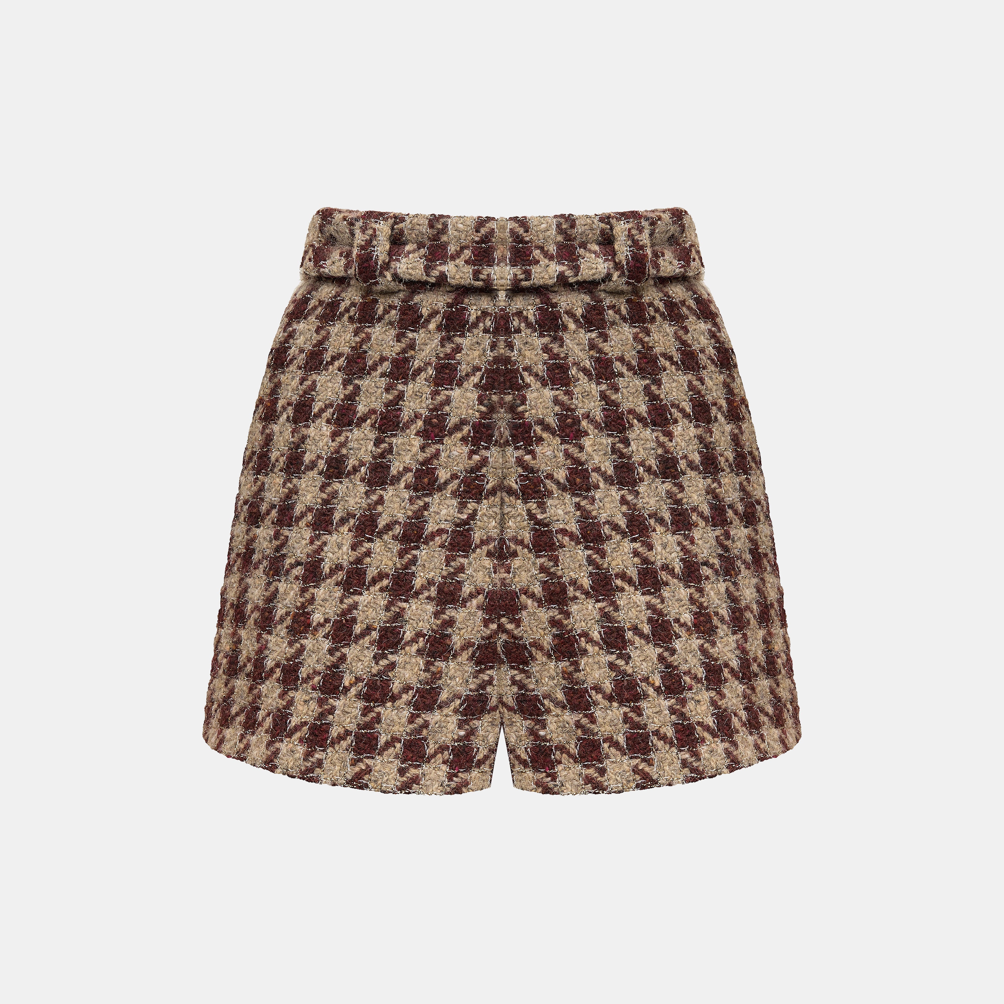 "Sloane Ave."義大利頂級羊毛縷金格織千鳥格花呢短褲—Palazzo Pour舊城暖夜