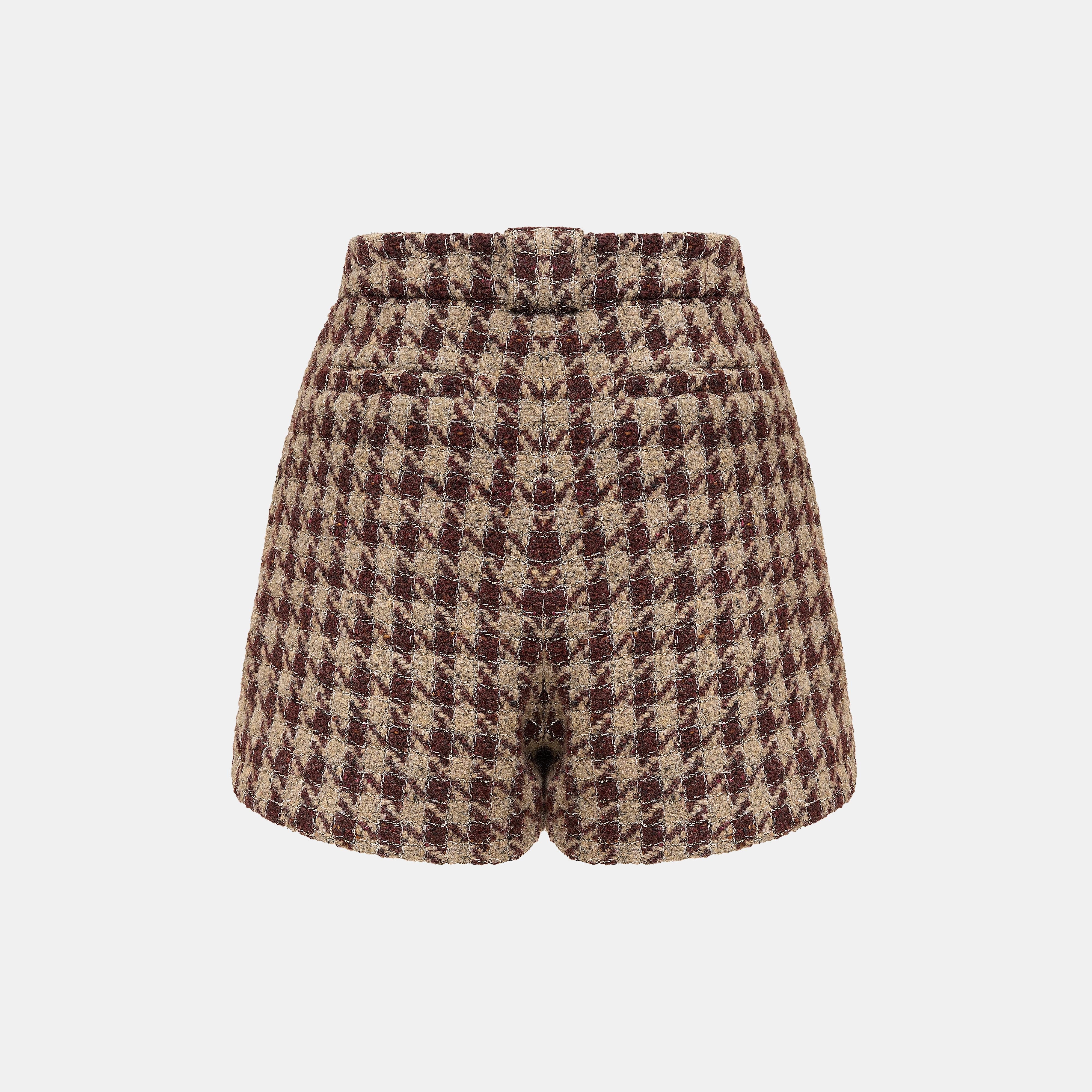 "Sloane Ave."義大利頂級羊毛縷金格織千鳥格花呢短褲—Palazzo Pour舊城暖夜