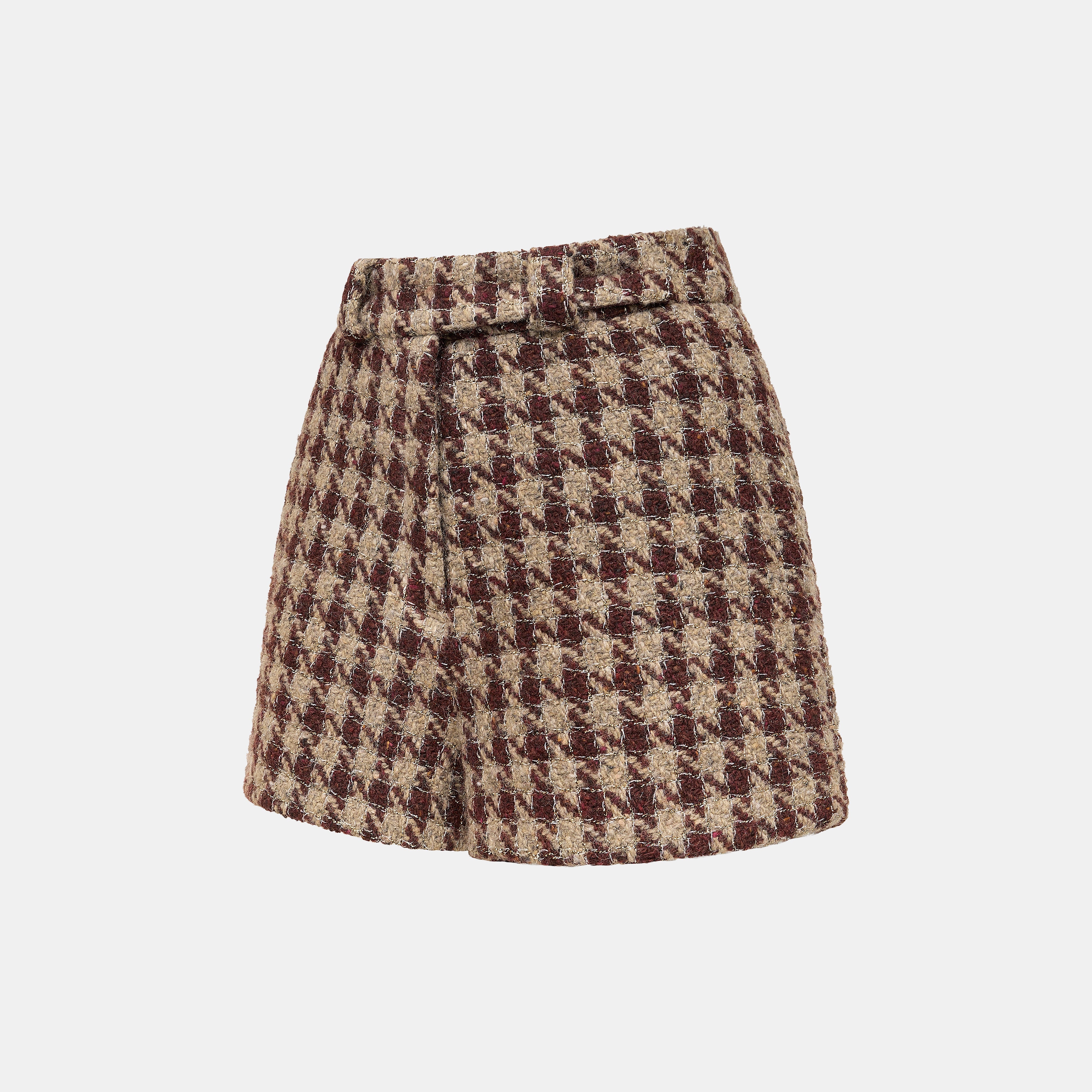 "Sloane Ave."義大利頂級羊毛縷金格織千鳥格花呢短褲—Palazzo Pour舊城暖夜