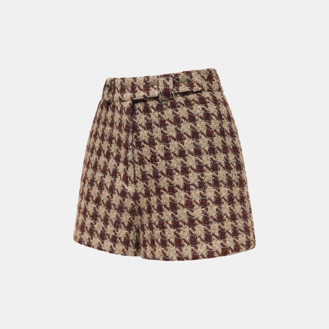 "Sloane Ave."義大利頂級羊毛縷金格織千鳥格花呢短褲—Palazzo Pour舊城暖夜