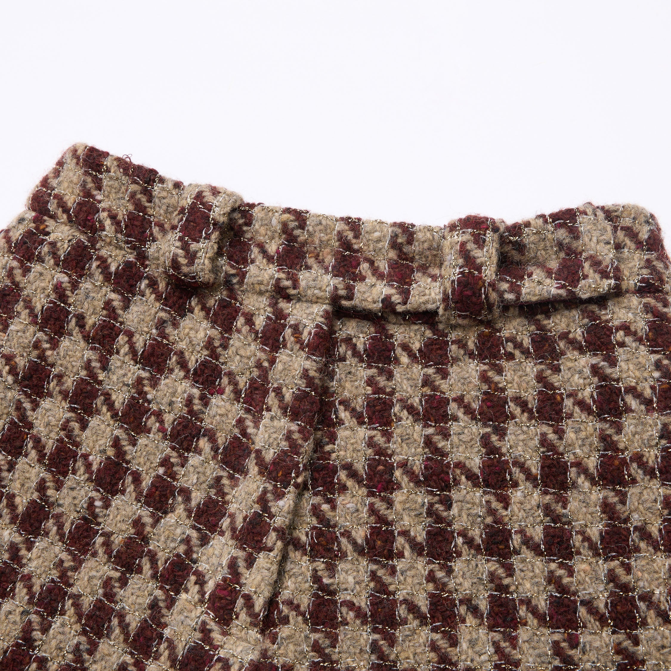 "Sloane Ave."義大利頂級羊毛縷金格織千鳥格花呢短褲—Palazzo Pour舊城暖夜