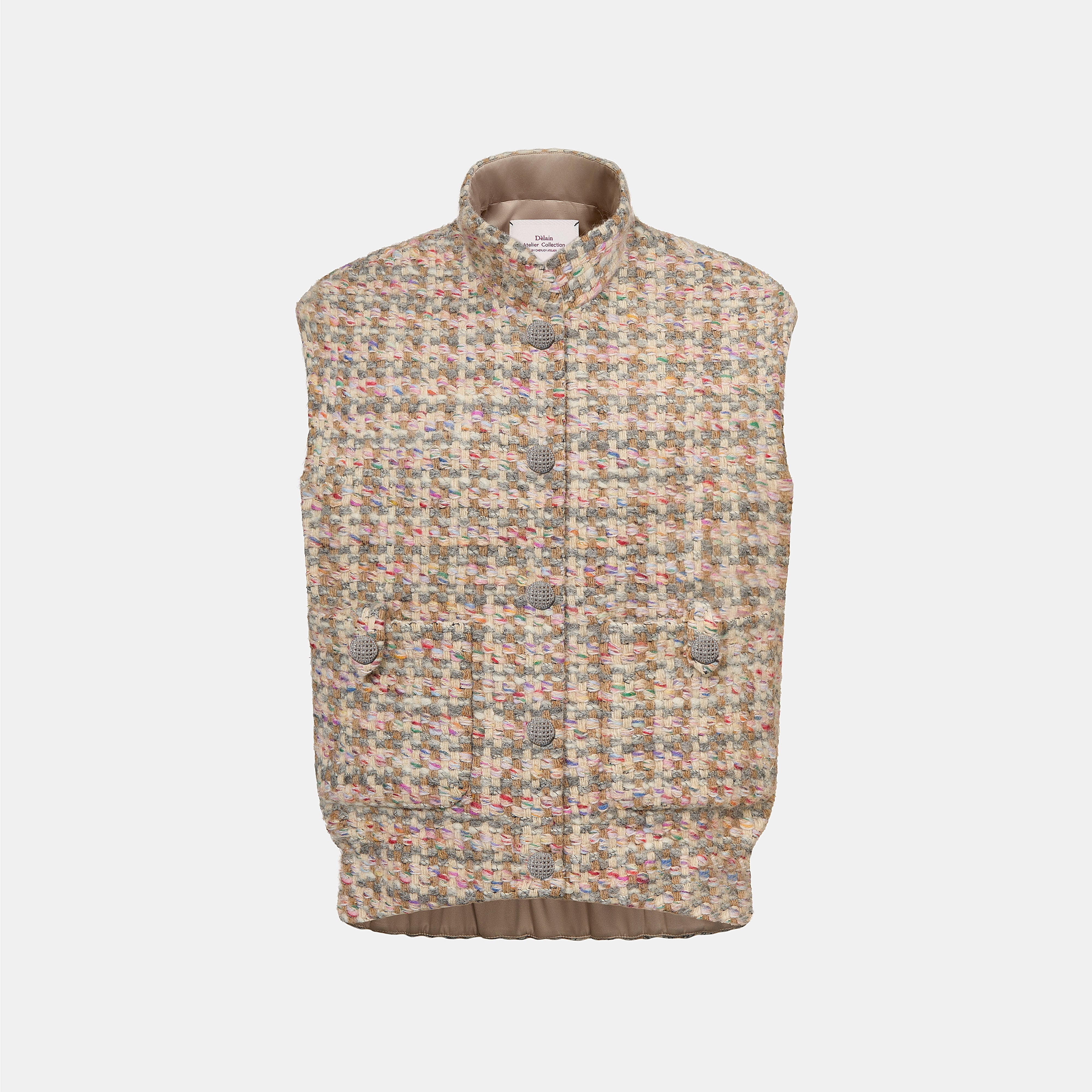 "Chelsea Citywalk."義大利頂級初剪羊毛蓬絨Oversized花呢背心—Candy Confetti棉花彩糖