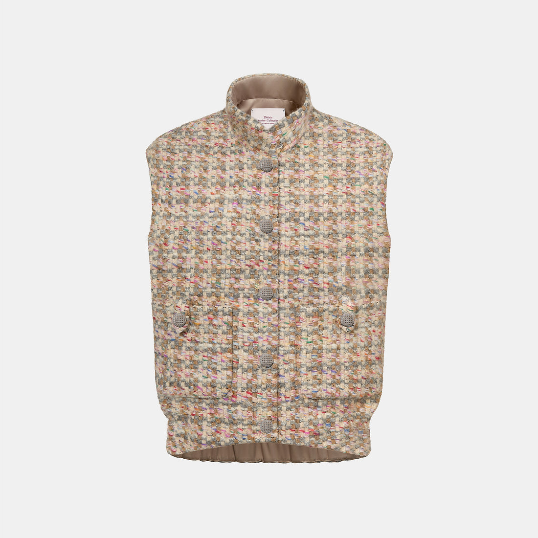 "Chelsea Citywalk."義大利頂級初剪羊毛蓬絨Oversized花呢背心—Candy Confetti棉花彩糖