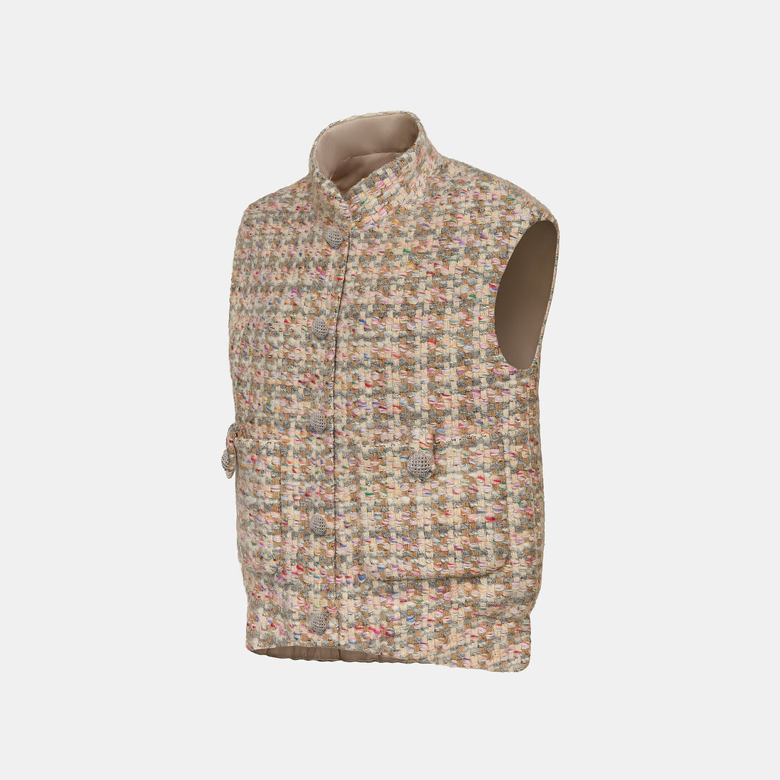 "Chelsea Citywalk."義大利頂級初剪羊毛蓬絨Oversized花呢背心—Candy Confetti棉花彩糖