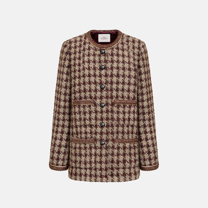 "Sloane Ave."義大利頂級羊毛縷金格織千鳥格經典No.6花呢外套—Palazzo Pour舊城暖夜