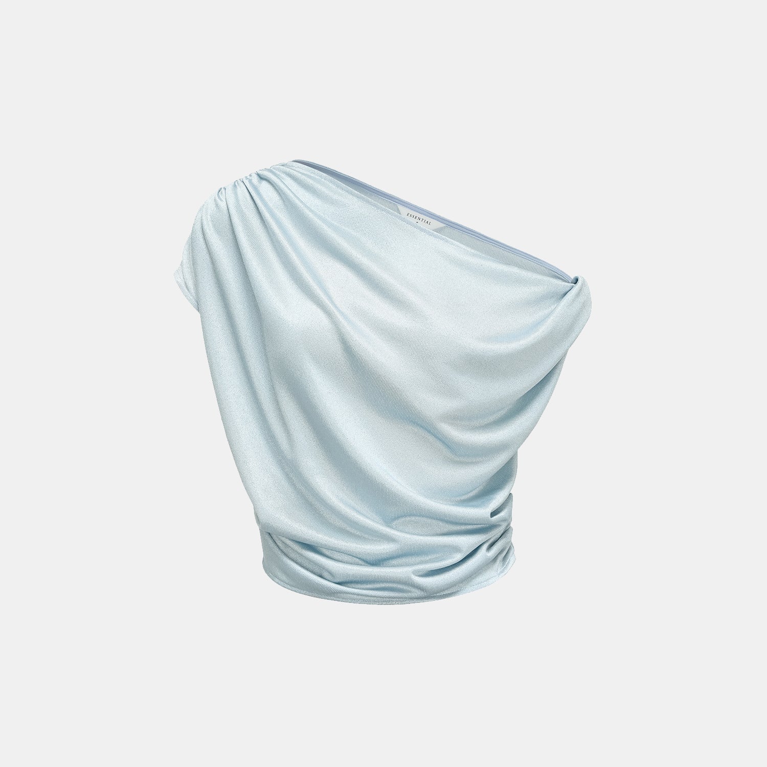 “Easy Go Chic” 醋酸針織面料特殊剪裁斜肩上衣 — 淺藍