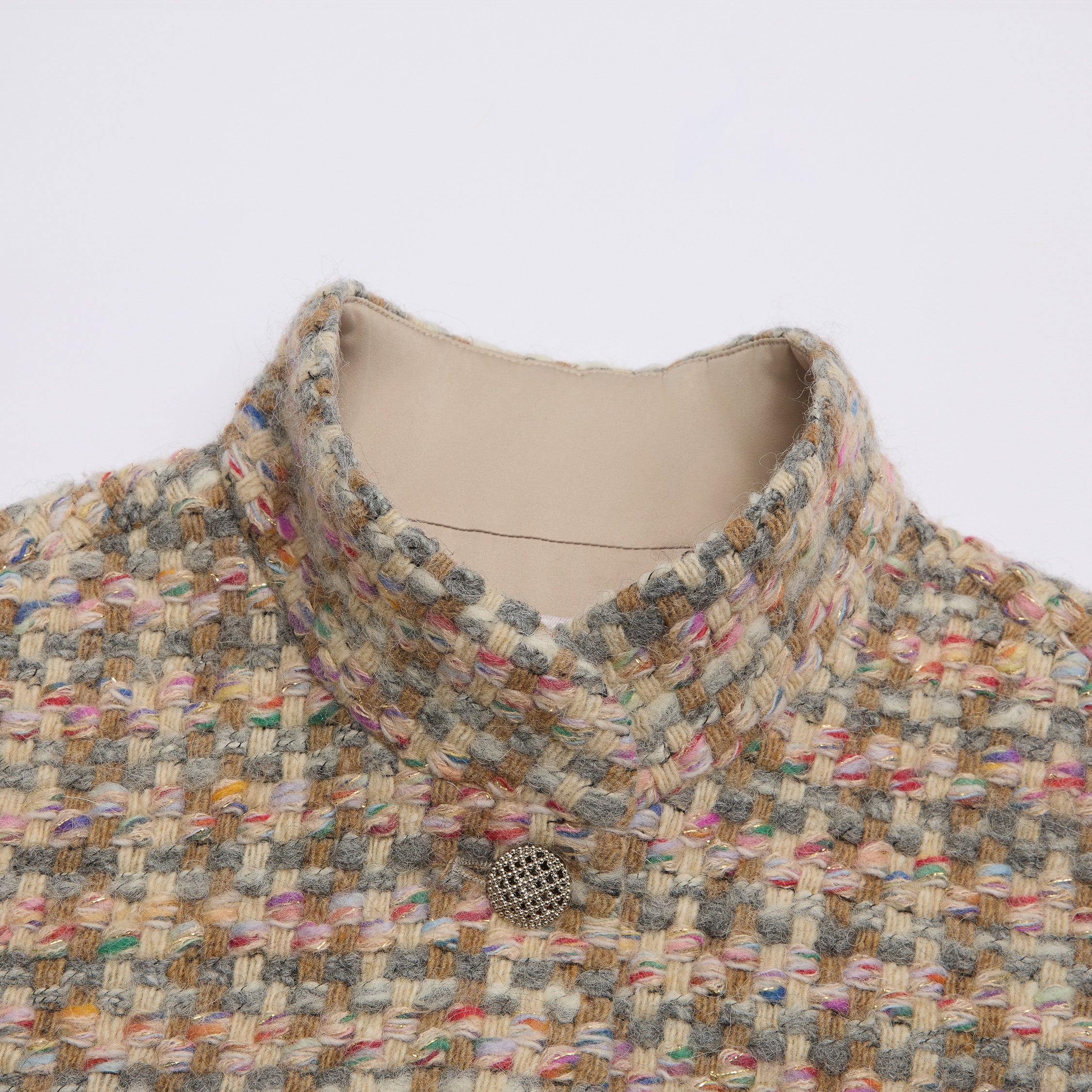 "Chelsea Citywalk."義大利頂級初剪羊毛蓬絨Oversized花呢背心—Candy Confetti棉花彩糖