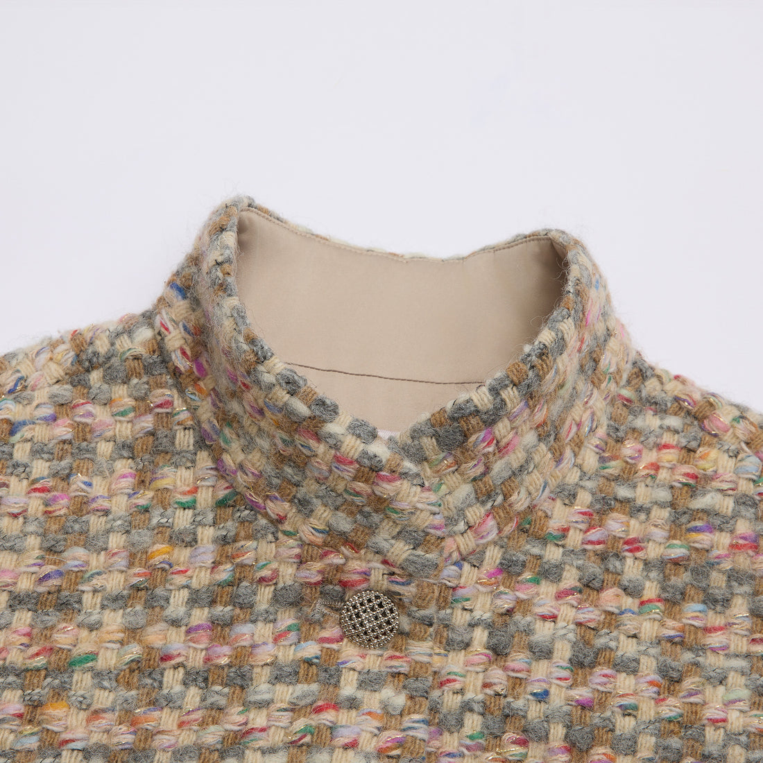 "Chelsea Citywalk."義大利頂級初剪羊毛蓬絨Oversized花呢背心—Candy Confetti棉花彩糖