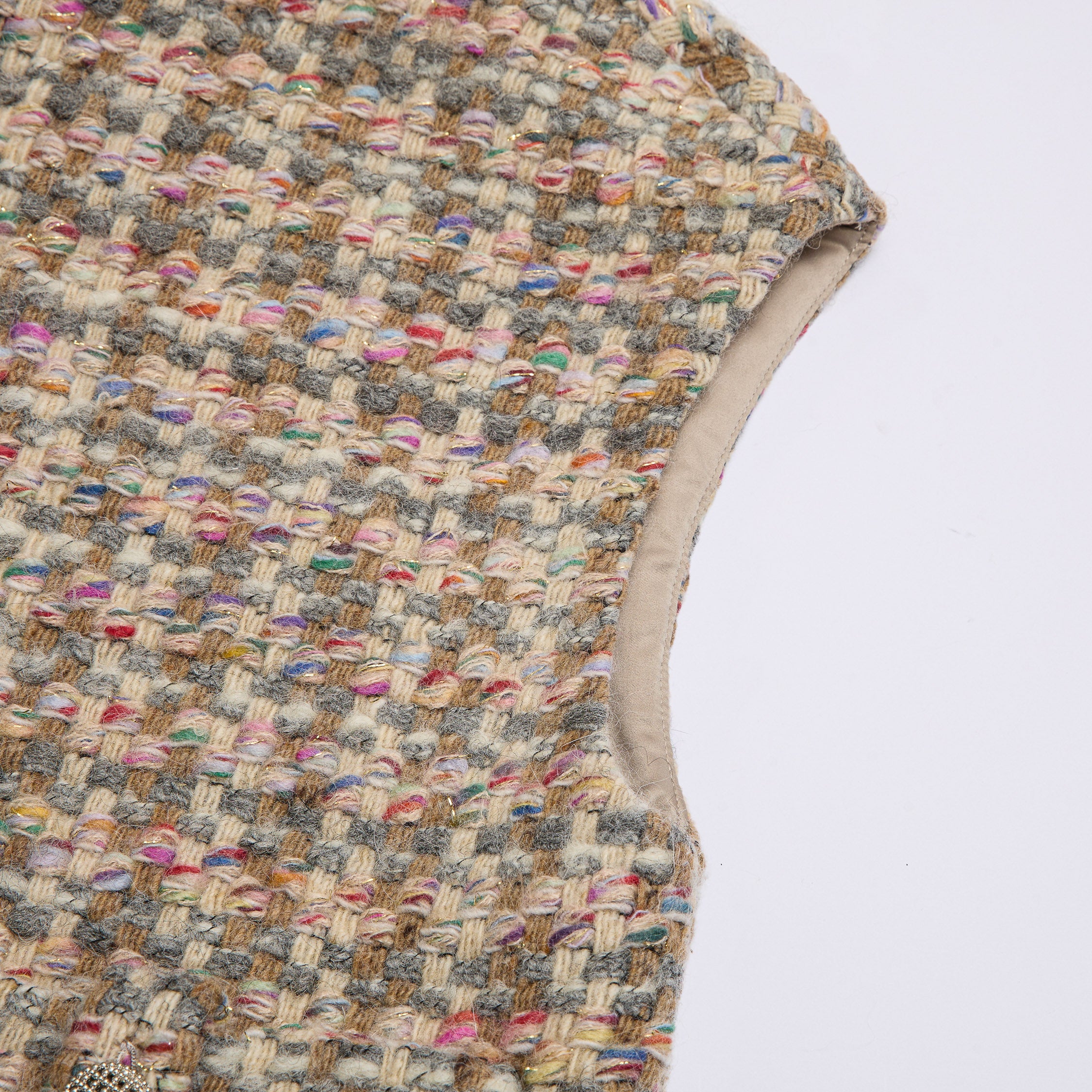 "Chelsea Citywalk."義大利頂級初剪羊毛蓬絨Oversized花呢背心—Candy Confetti棉花彩糖