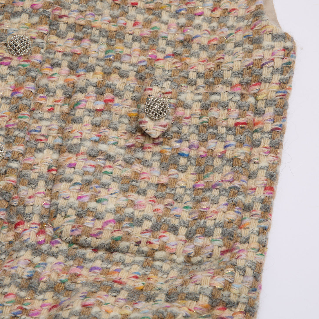 "Chelsea Citywalk."義大利頂級初剪羊毛蓬絨Oversized花呢背心—Candy Confetti棉花彩糖