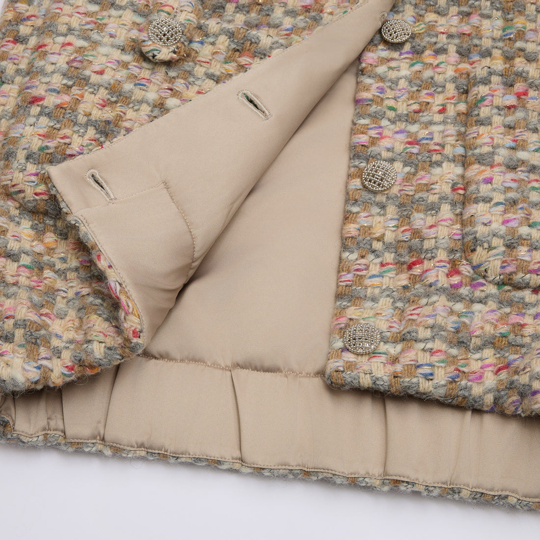 "Chelsea Citywalk."義大利頂級初剪羊毛蓬絨Oversized花呢背心—Candy Confetti棉花彩糖