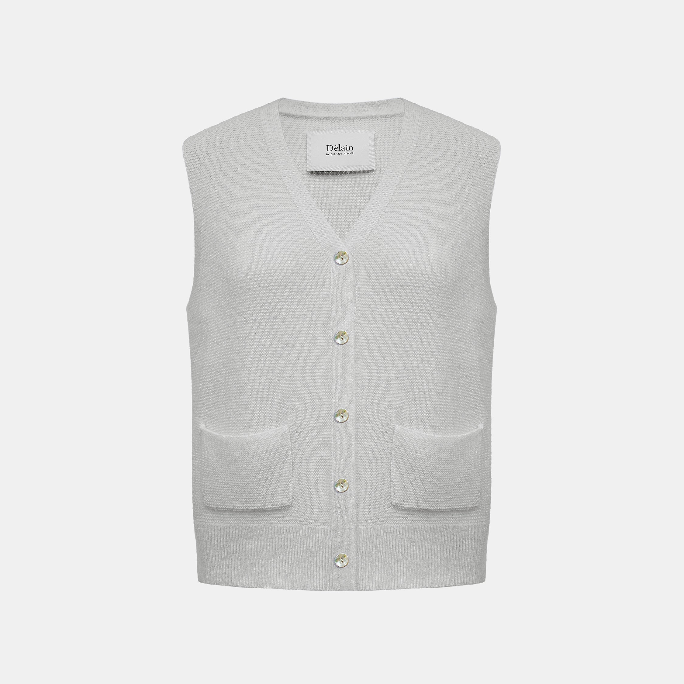 “Spring Diary” Silk Cashmere真絲兩件式背心針織上衣—Morning Mist黎明薄霧