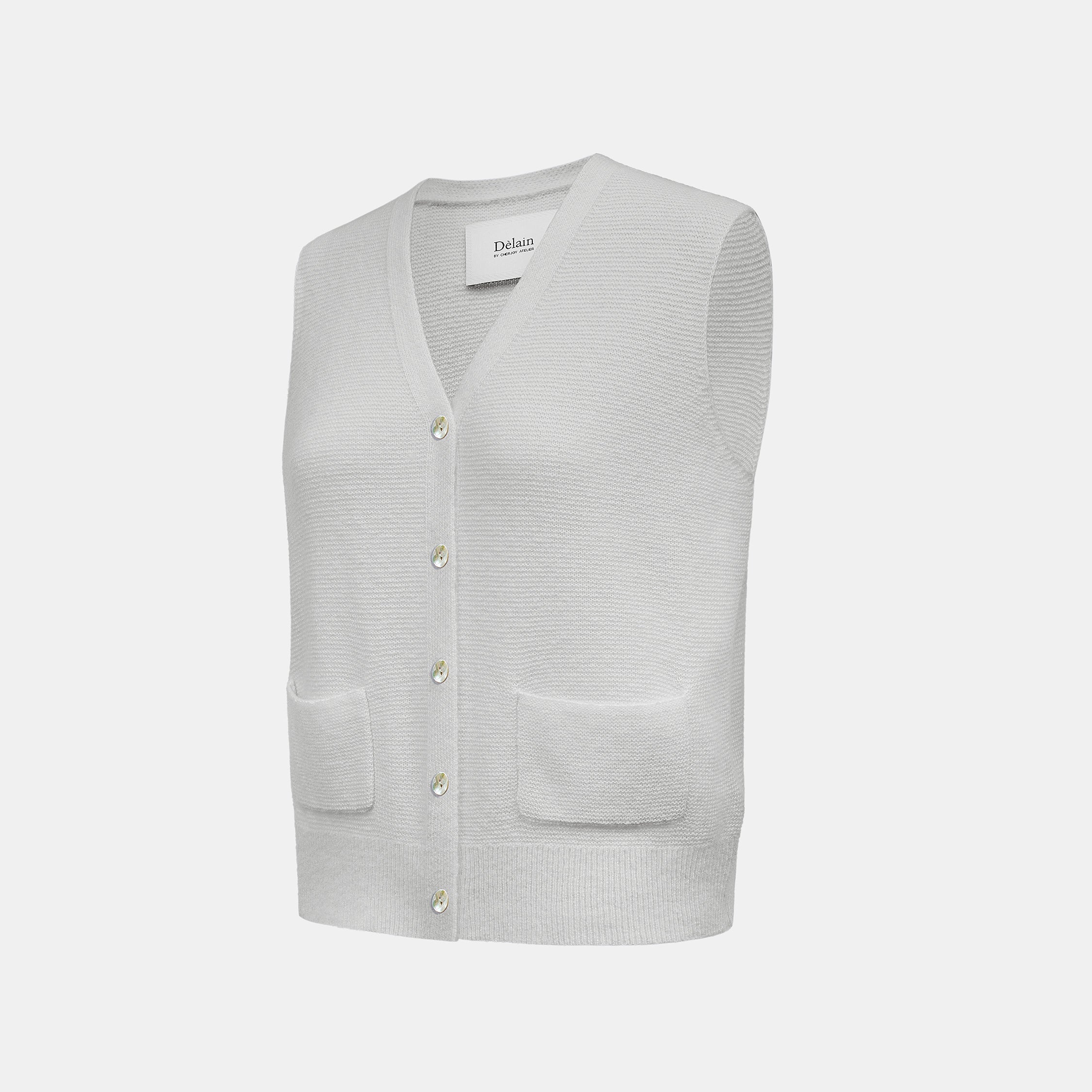 “Spring Diary” Silk Cashmere真絲兩件式背心針織上衣—Morning Mist黎明薄霧