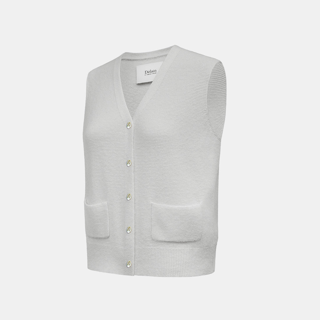 “Spring Diary” Silk Cashmere真絲兩件式背心針織上衣—Morning Mist黎明薄霧