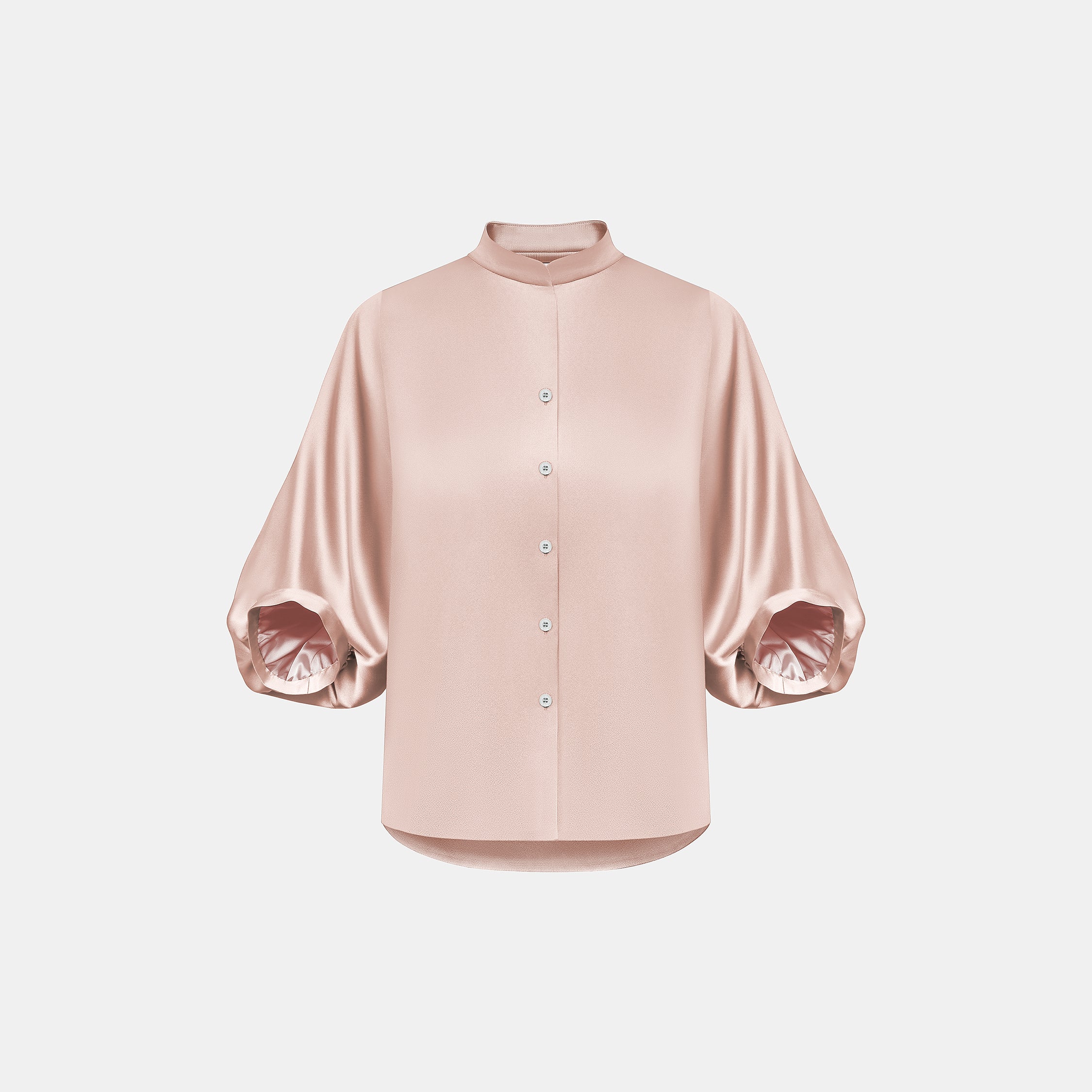 “Spring Diary”義大利真絲國風七分袖襯衫—Rose Haze 玫瑰微霧