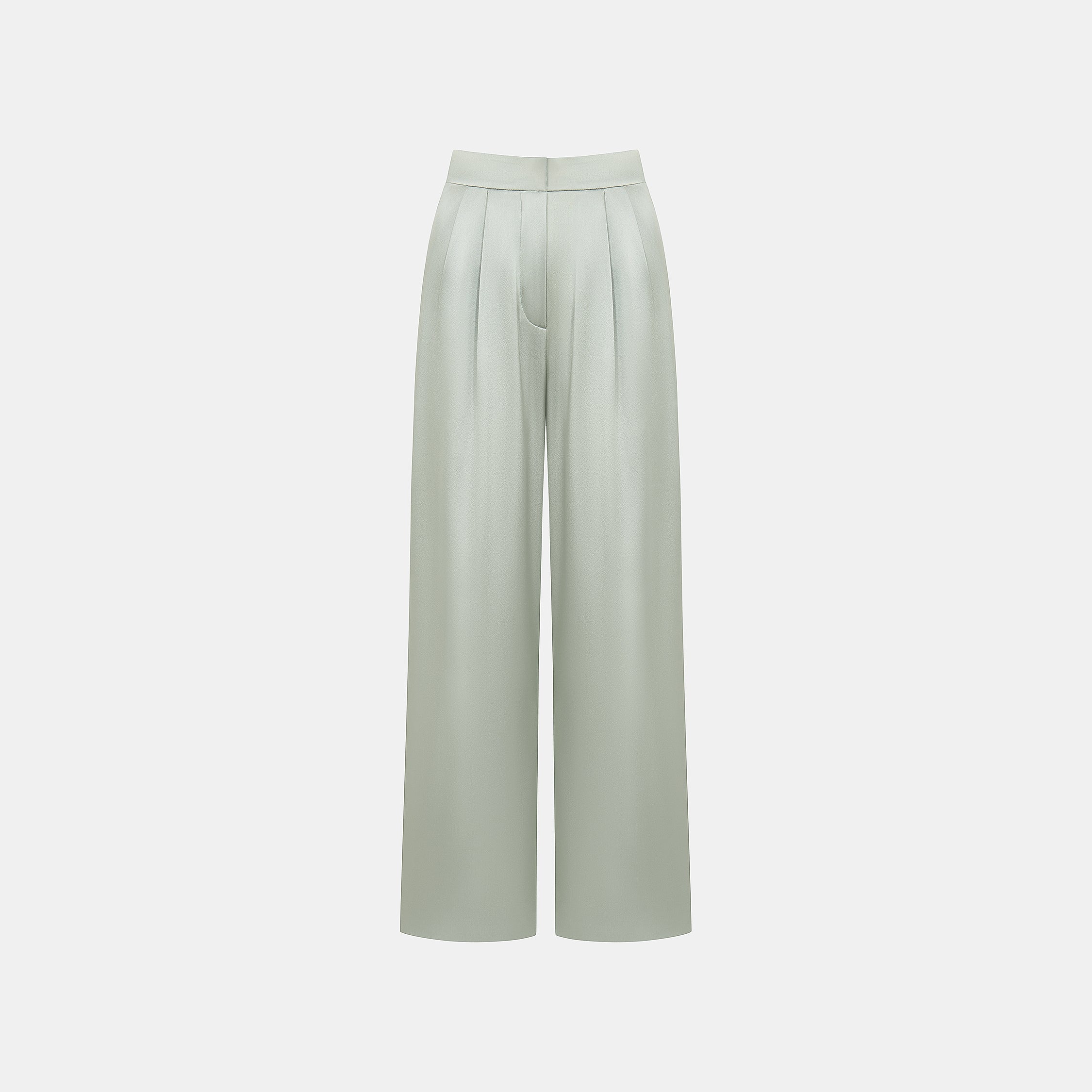 “Spring Diary”義大利真絲特殊剪裁闊腿長褲—Verdant Silence 綠境寂靜