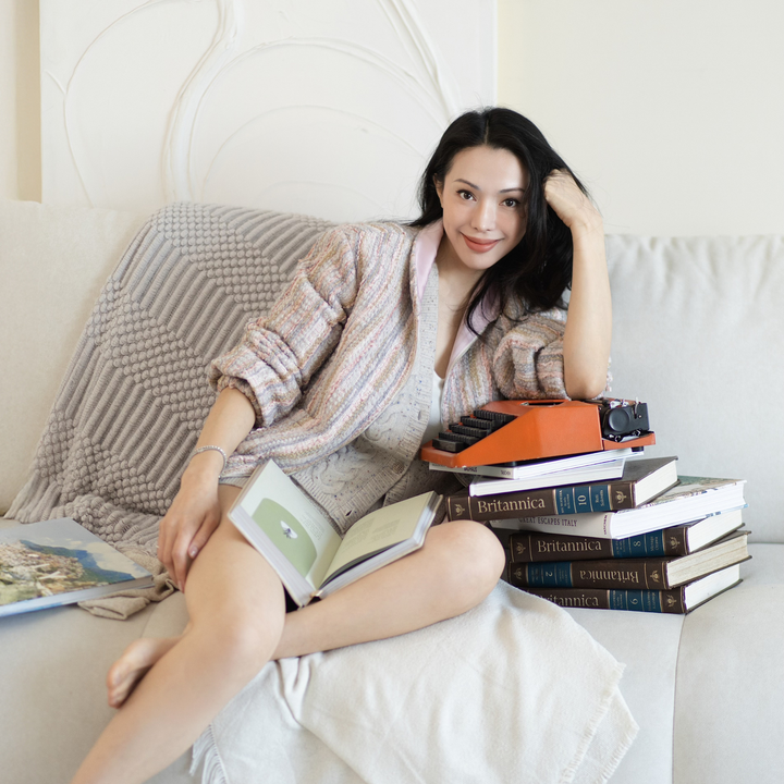 “Weekend at Monaco”法國金織立體絨圈條紋花呢外套—Tipsy Peach微醺甜桃