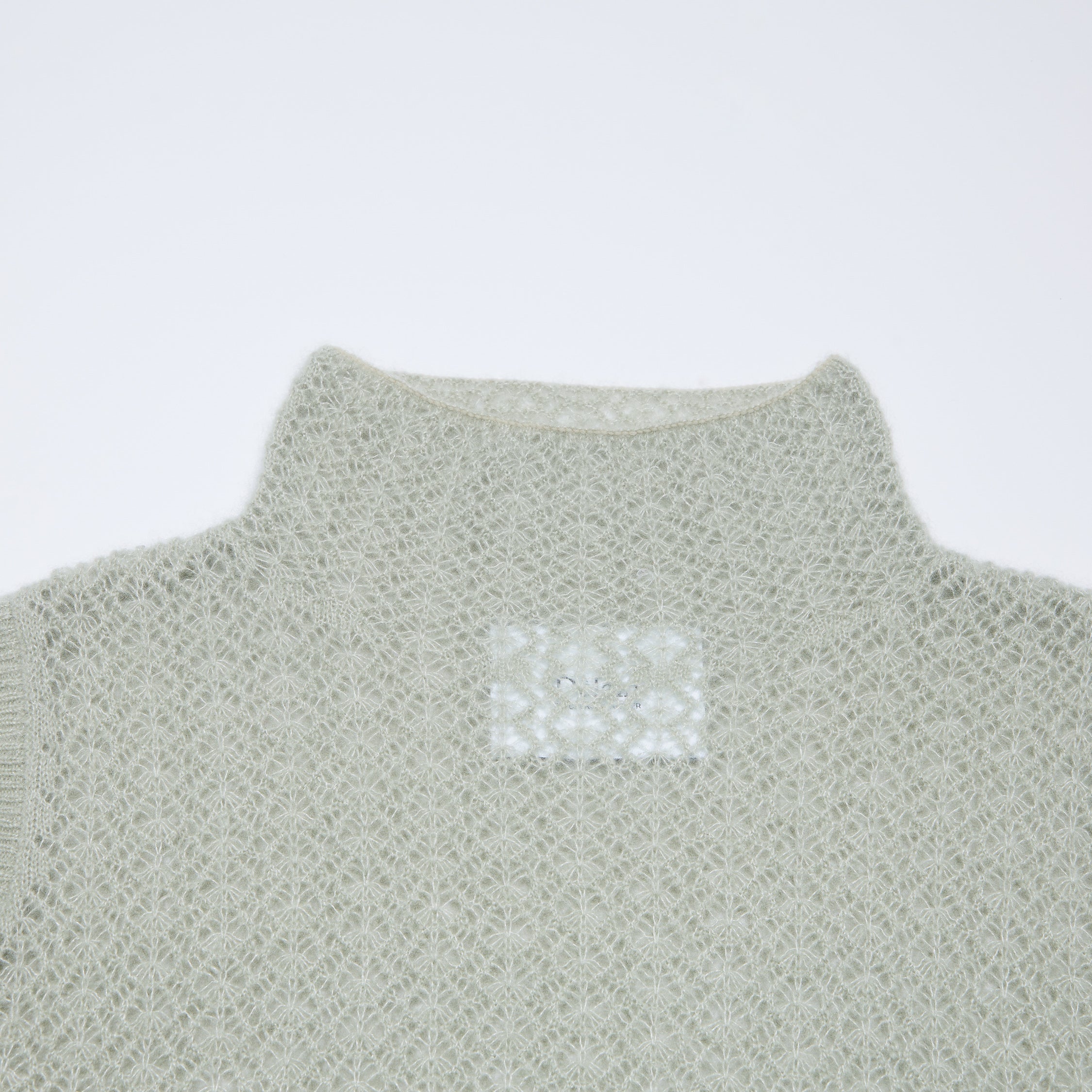 “Spring Diary”  Silk Cashmere真絲蕾絲工藝中領針織背心—Verdant Veil青霧薄影