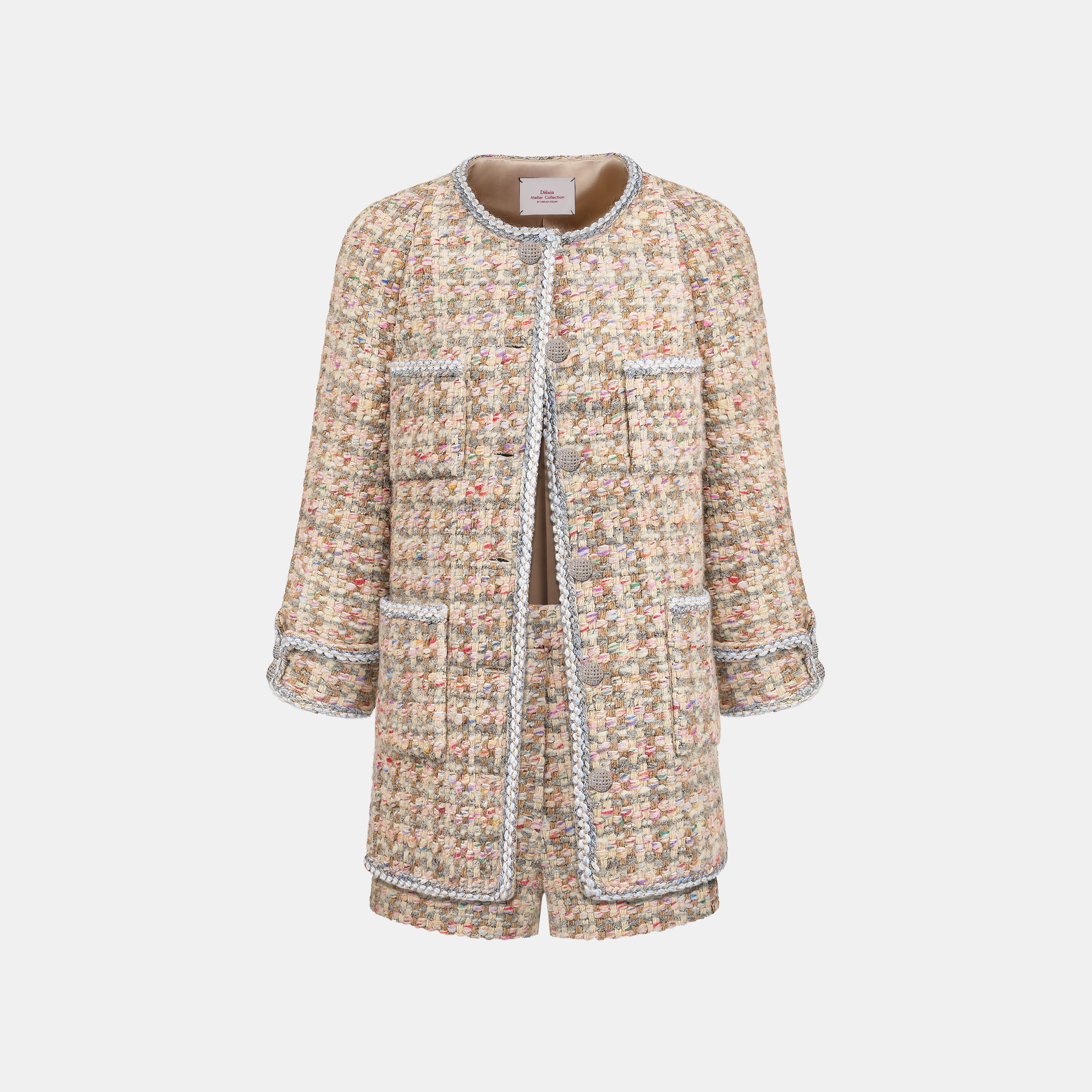 "Chelsea Citywalk."義大利頂級初剪羊毛蓬絨經典No.5花呢外套—Candy Confetti棉花彩糖